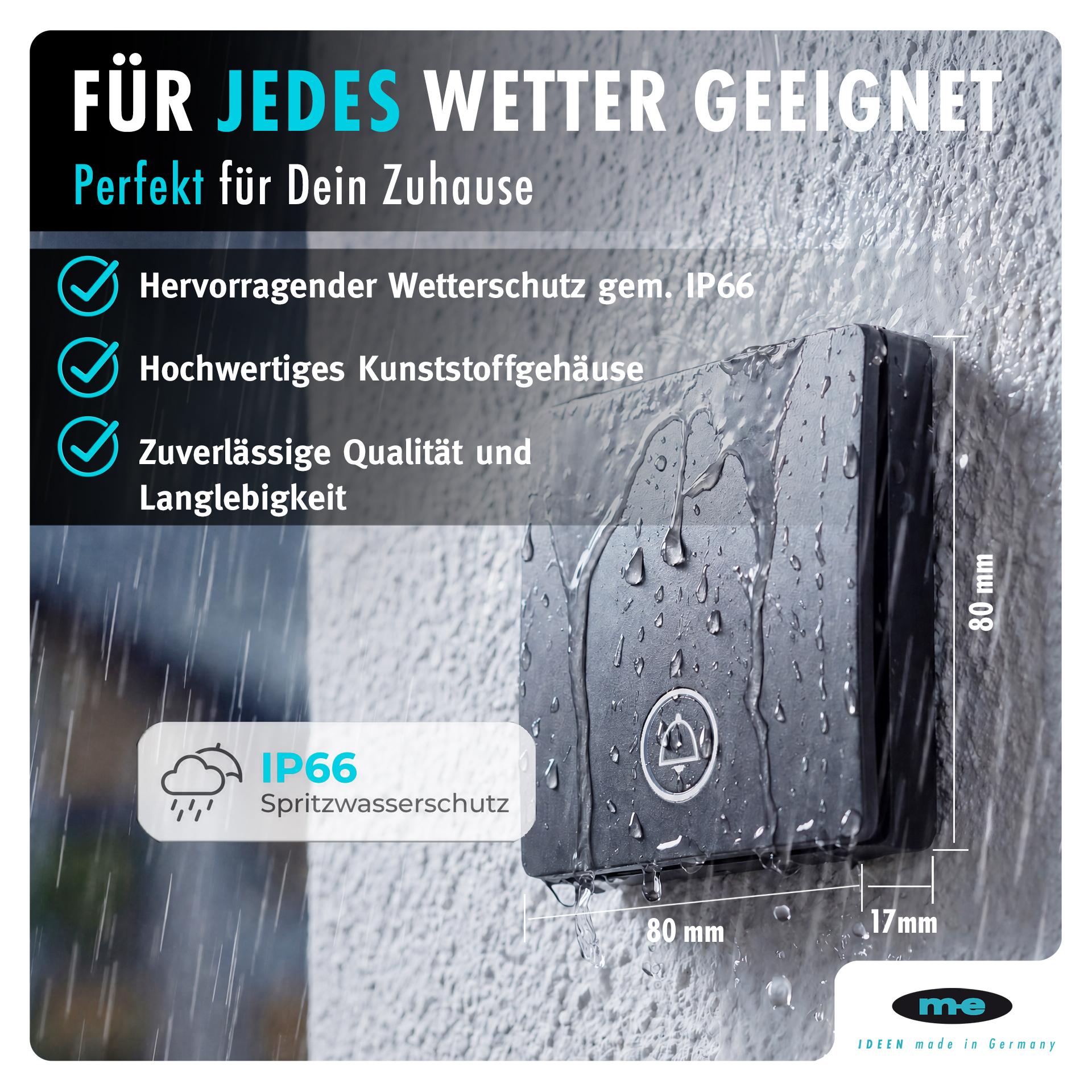 Kinetik-Klingeltaster (ohne Batterie) zur Erweiterung des Sets KB-100