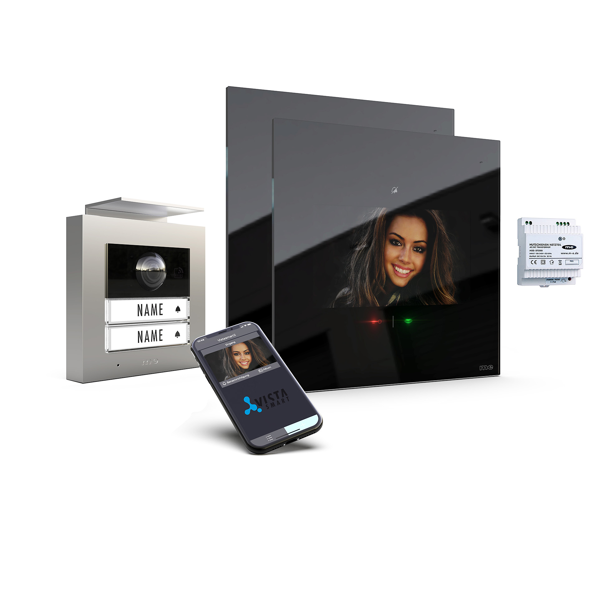 2-Fam.-Haus Set RFID, ALU Außenstation Farbe silber, anthrazit oder weiß & IP-Innenstation (App)