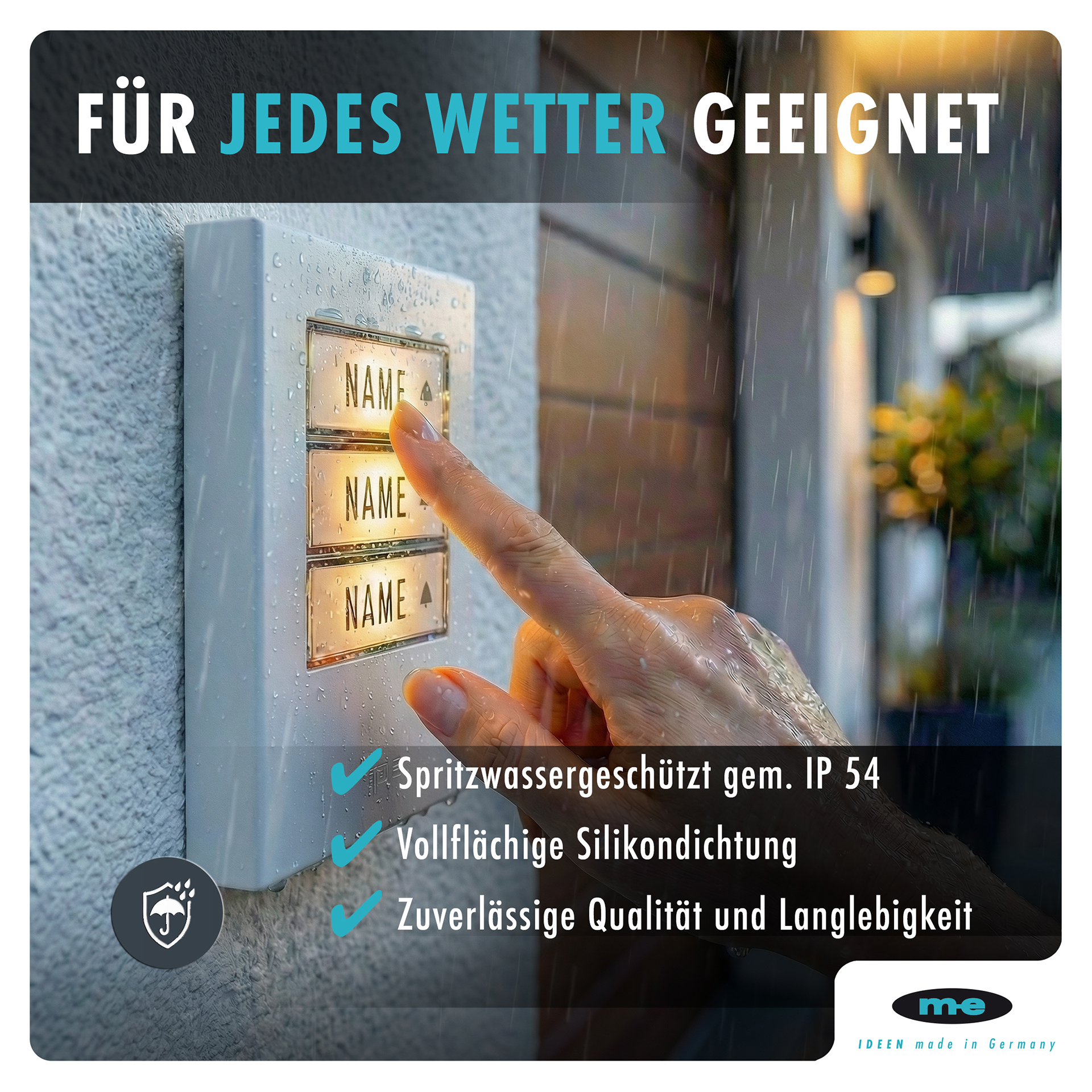 Klingeltaster, beleuchtet 1, 2, 3-Familienh. Kunststoff oder Edelstahl (AP)