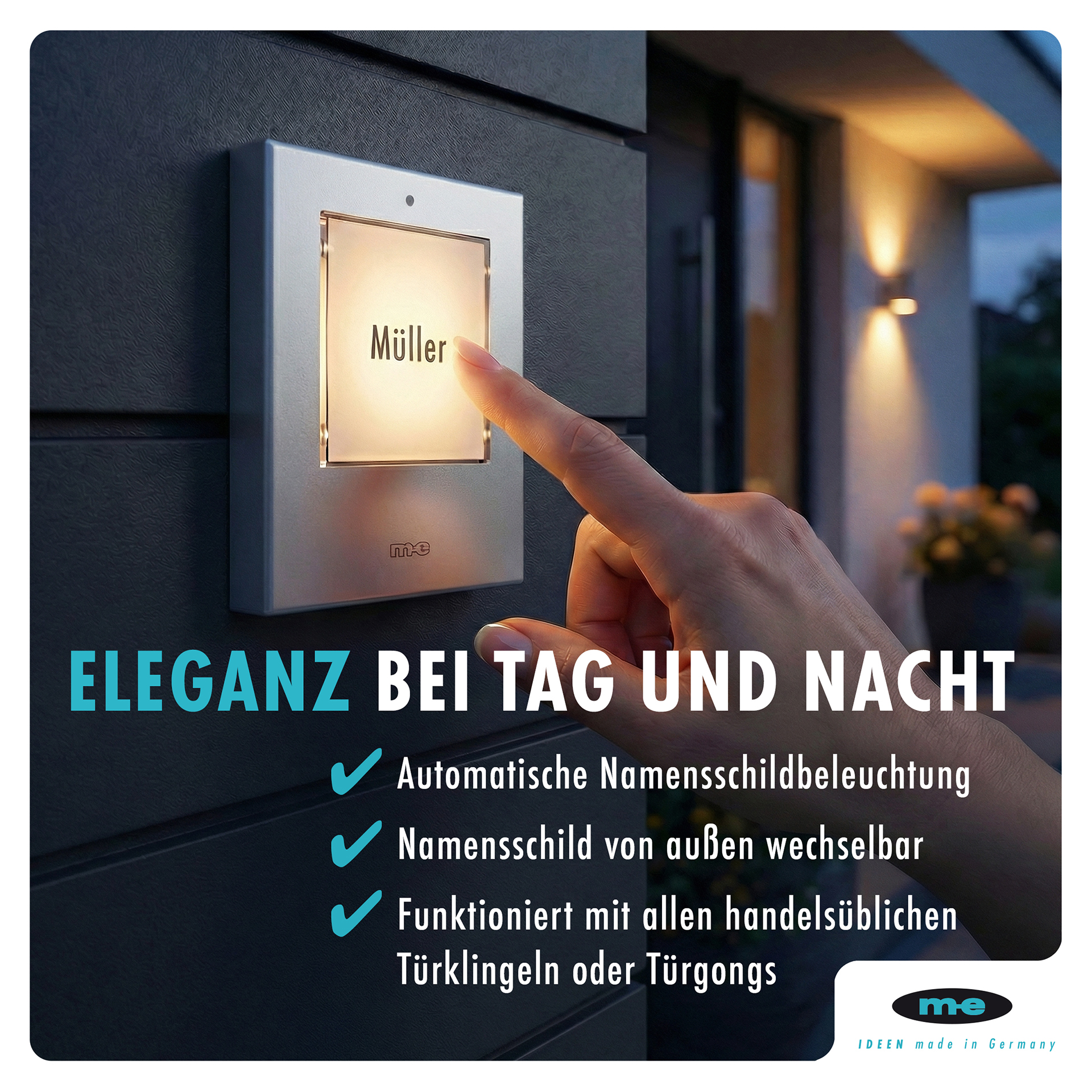 Klingeltaster, beleuchtet 1, 2, 3-Familienh. Kunststoff oder Edelstahl (AP)