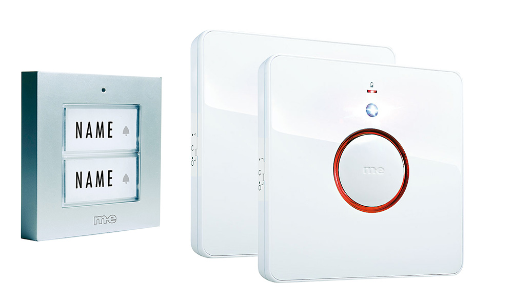 Funk-Türglockenset für 1, 2-Fam.-Haus, Sender in Farbe silber oder anthrazit