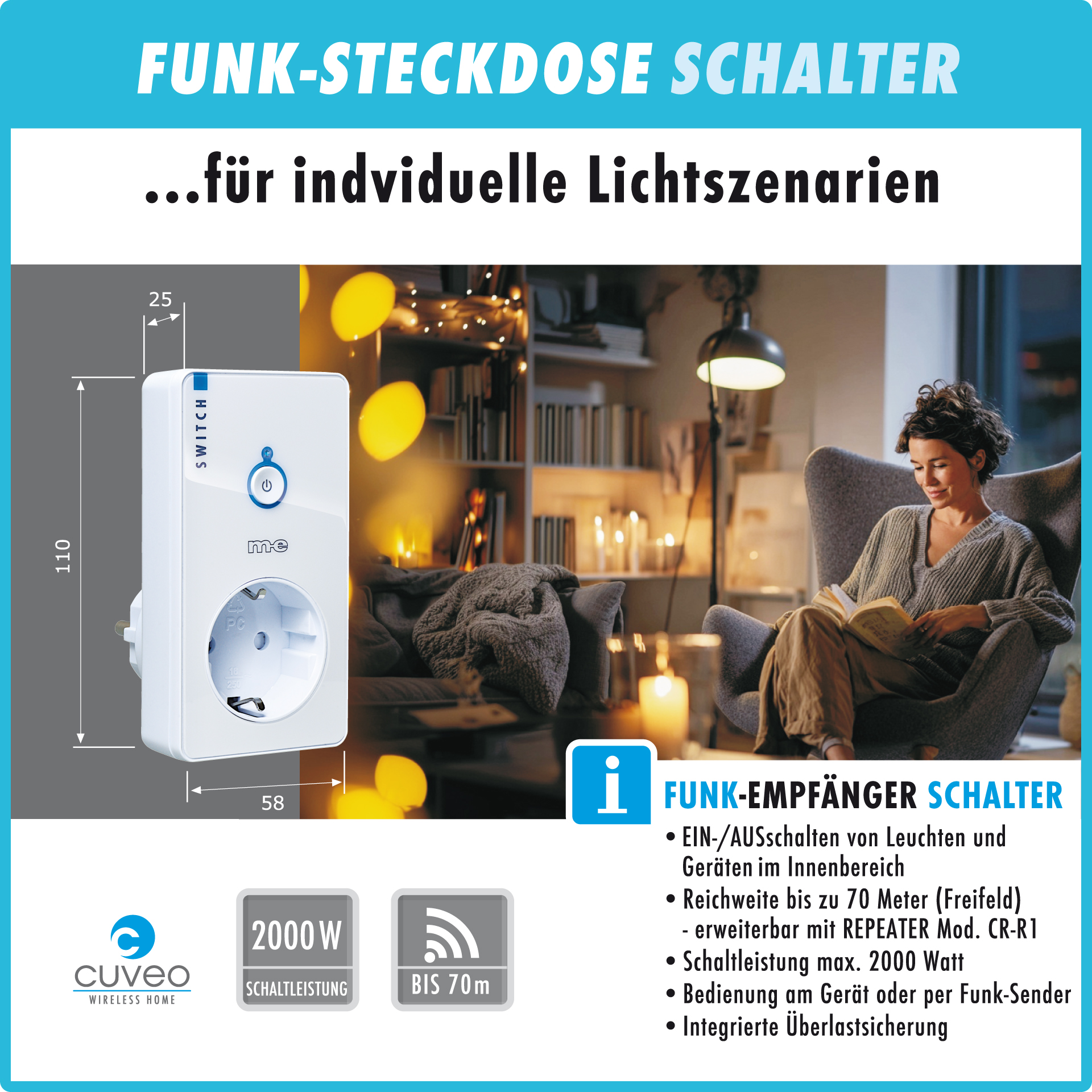 CUVEO Funk-Steckdose Schalter