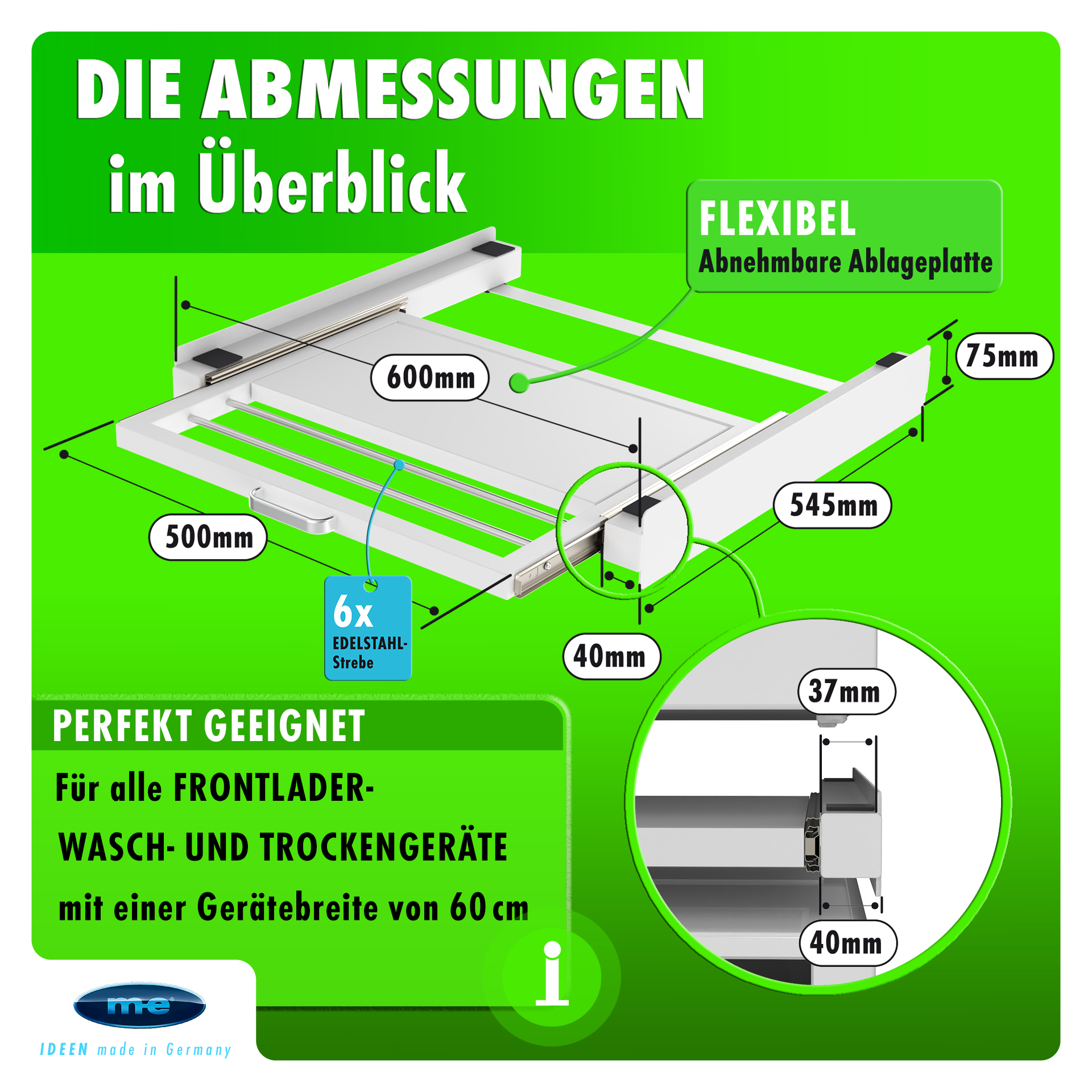 Zwischenbaurahmen/ Waschmaschinenzubehör/ Trocknerzubehör/ Verbindungsrahmen mit Ablage und Wäscheleine / Waschmaschine und Trockner/ Universell Zwischenbaurahmen/ Waschmaschinenzubehör/ Trocknerzubehör/ Verbindungsrahmen mit Ablage und Wäscheleine / Waschmaschine und Trockner/ Universell