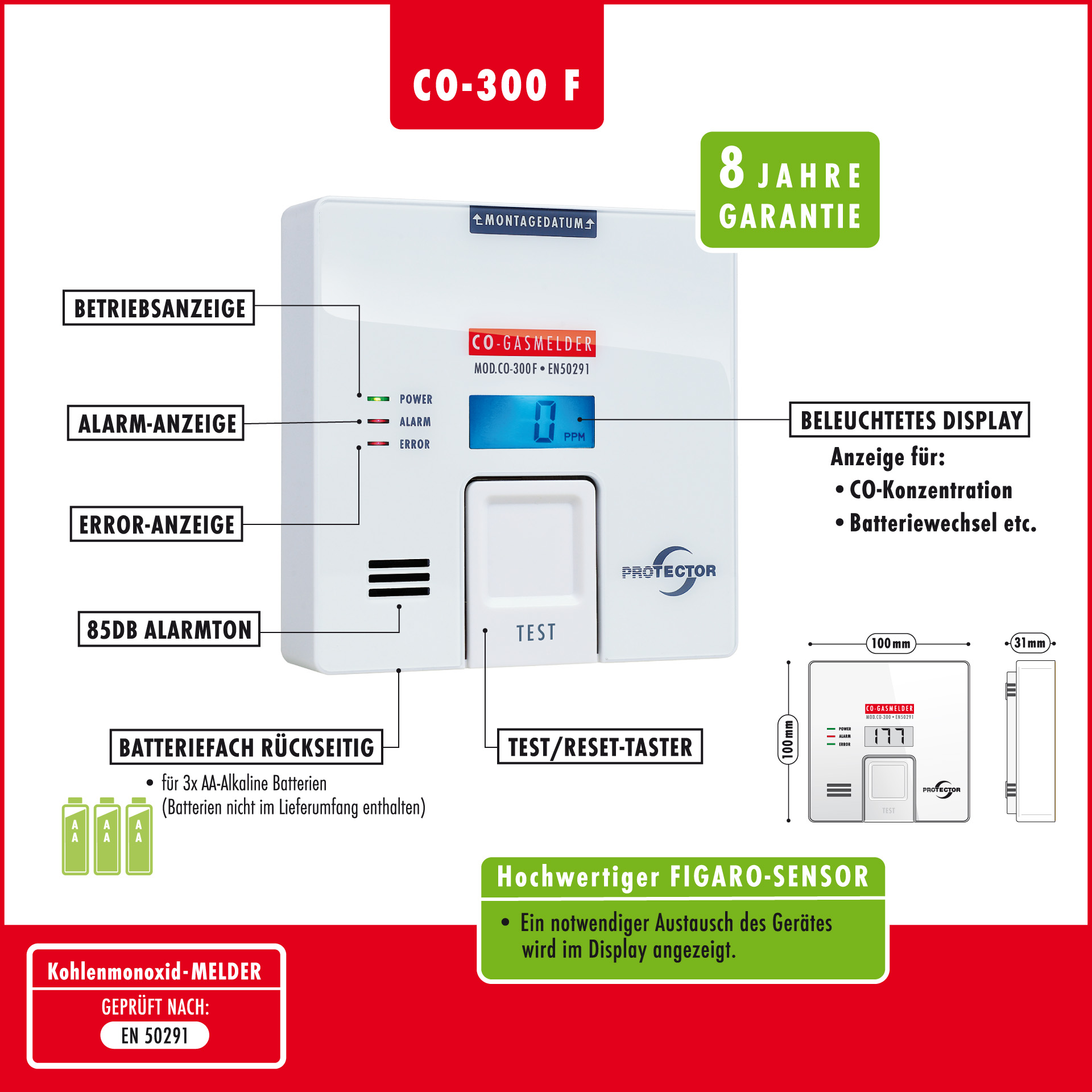 CO-Gasmelder mit FIGARO-Sensor CO-Gasmelder mit FIGARO-Sensor