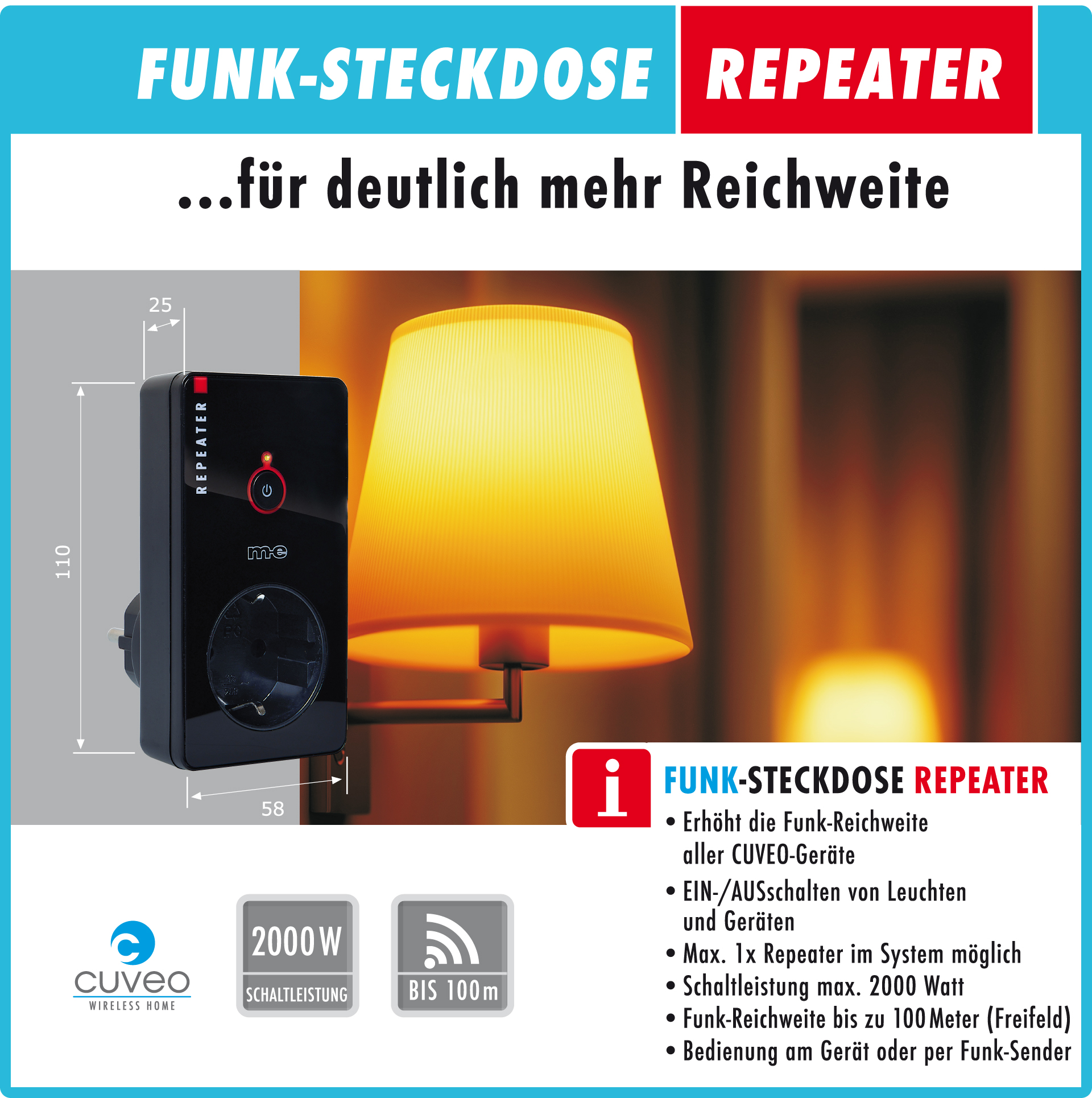 CUVEO Funk-Steckdose Repeater