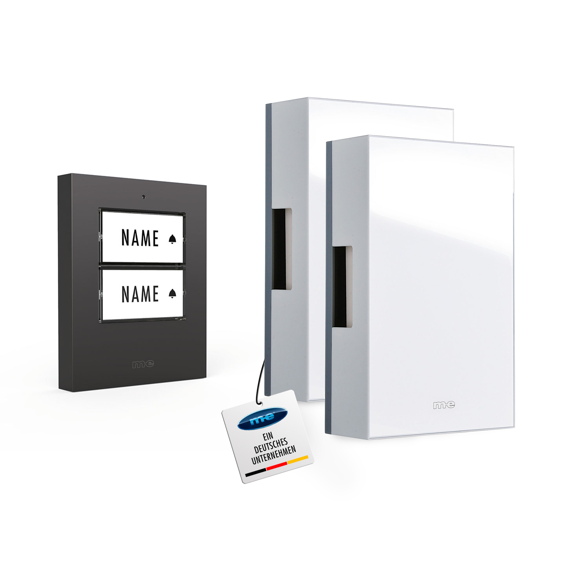 SET: Klingeltaster für 1-, 2- oder 3-Familienhaus in Farbe anthrazit mit  mechanischem Zweiklang-Gong