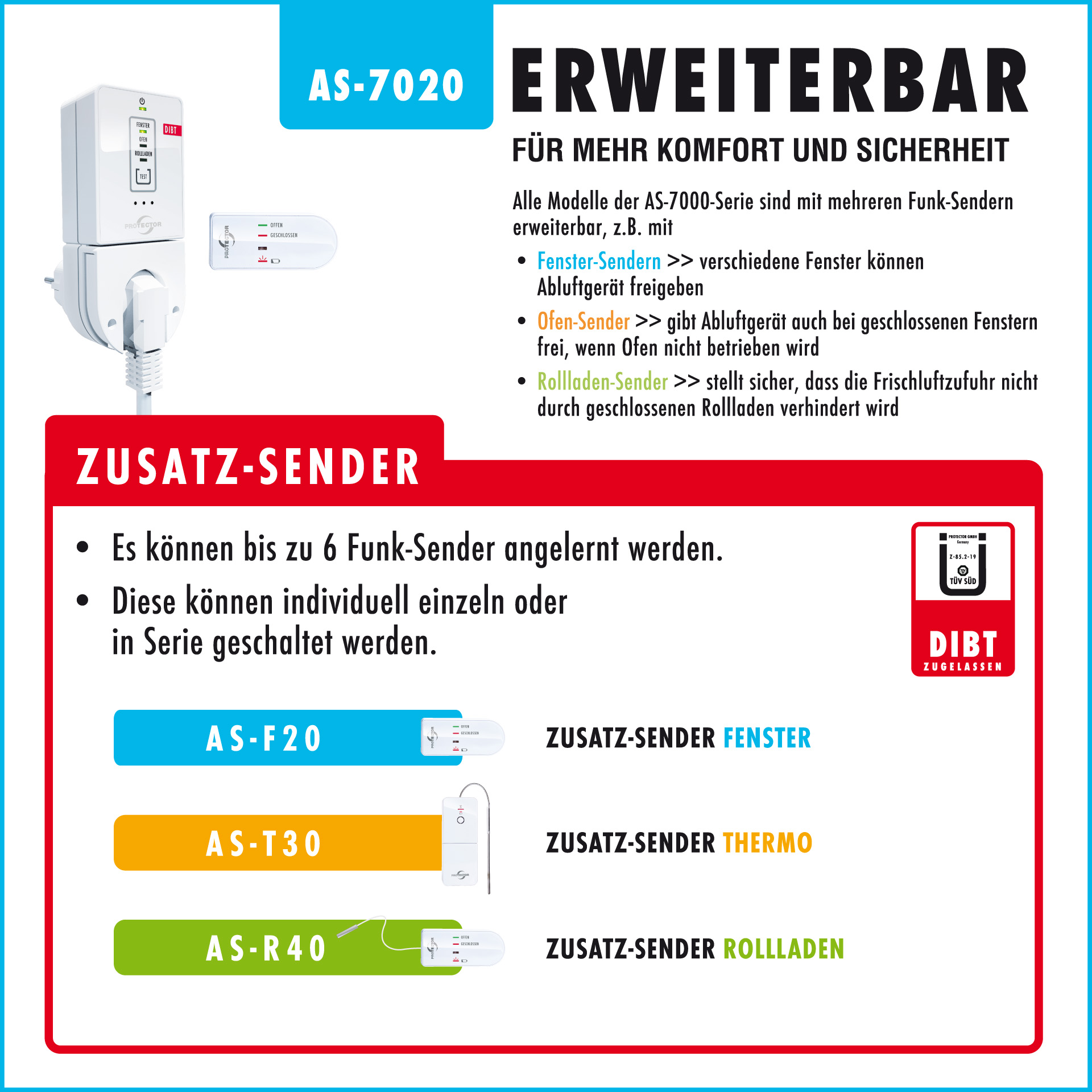 Funk-Abluftsteuerung AS-7020 – Fensterkontaktschalter für Dunstabzugshauben mit DIBt-Zulassung Funk-Abluftsteuerung AS-7020 – Fensterkontaktschalter für Dunstabzugshauben mit DIBt-Zulassung