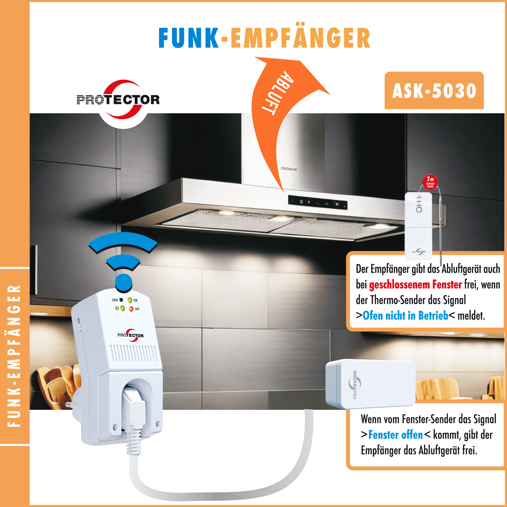 Funk-Abluftsteuerung THERMO mit Kinetik-Fenstersender