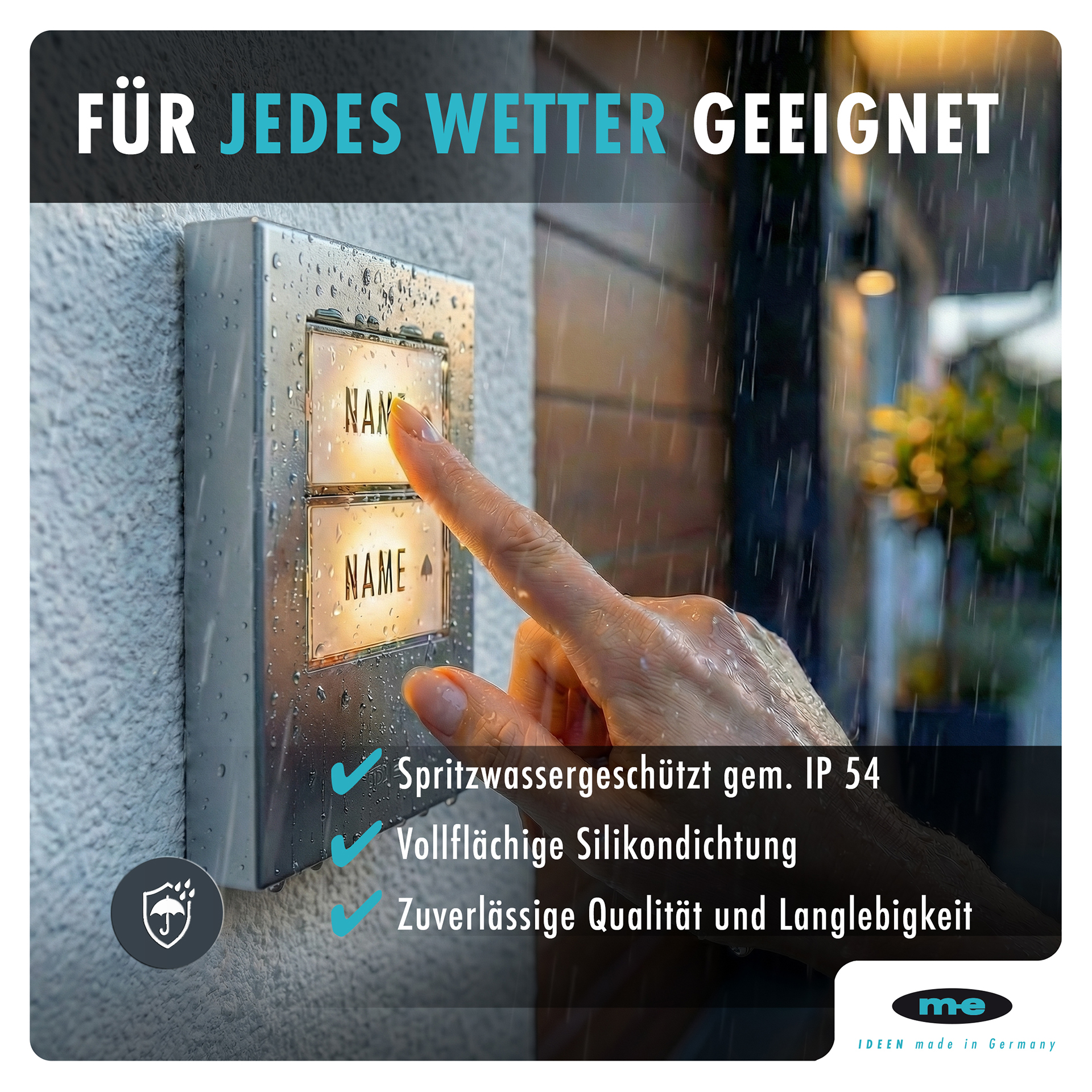 Klingeltaster, beleuchtet 1, 2, 3-Familienh. Kunststoff oder Edelstahl (AP)