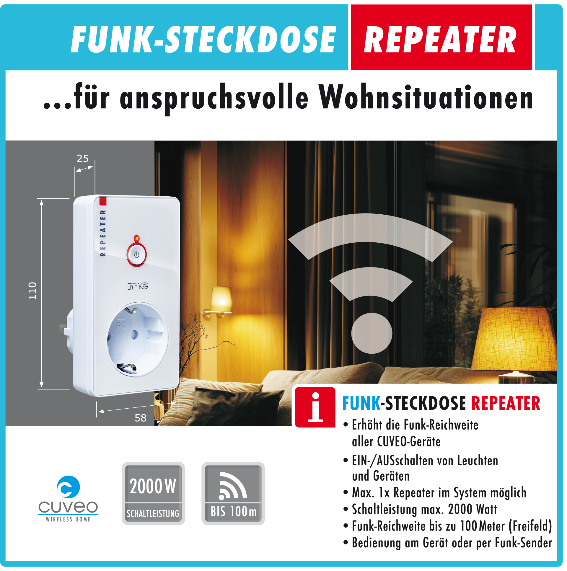 CUVEO Funk-Steckdose Repeater