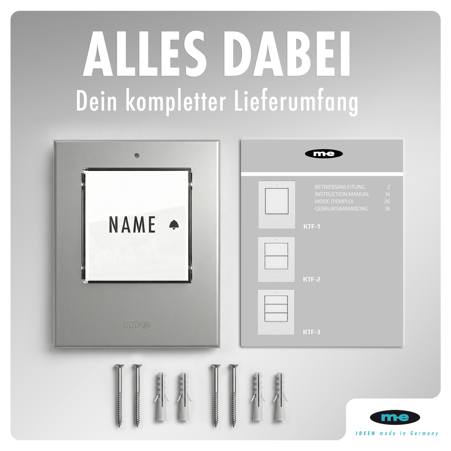 Klingeltaster, beleuchtet 1, 2, 3-Familienh. Kunststoff oder Edelstahl (AP)