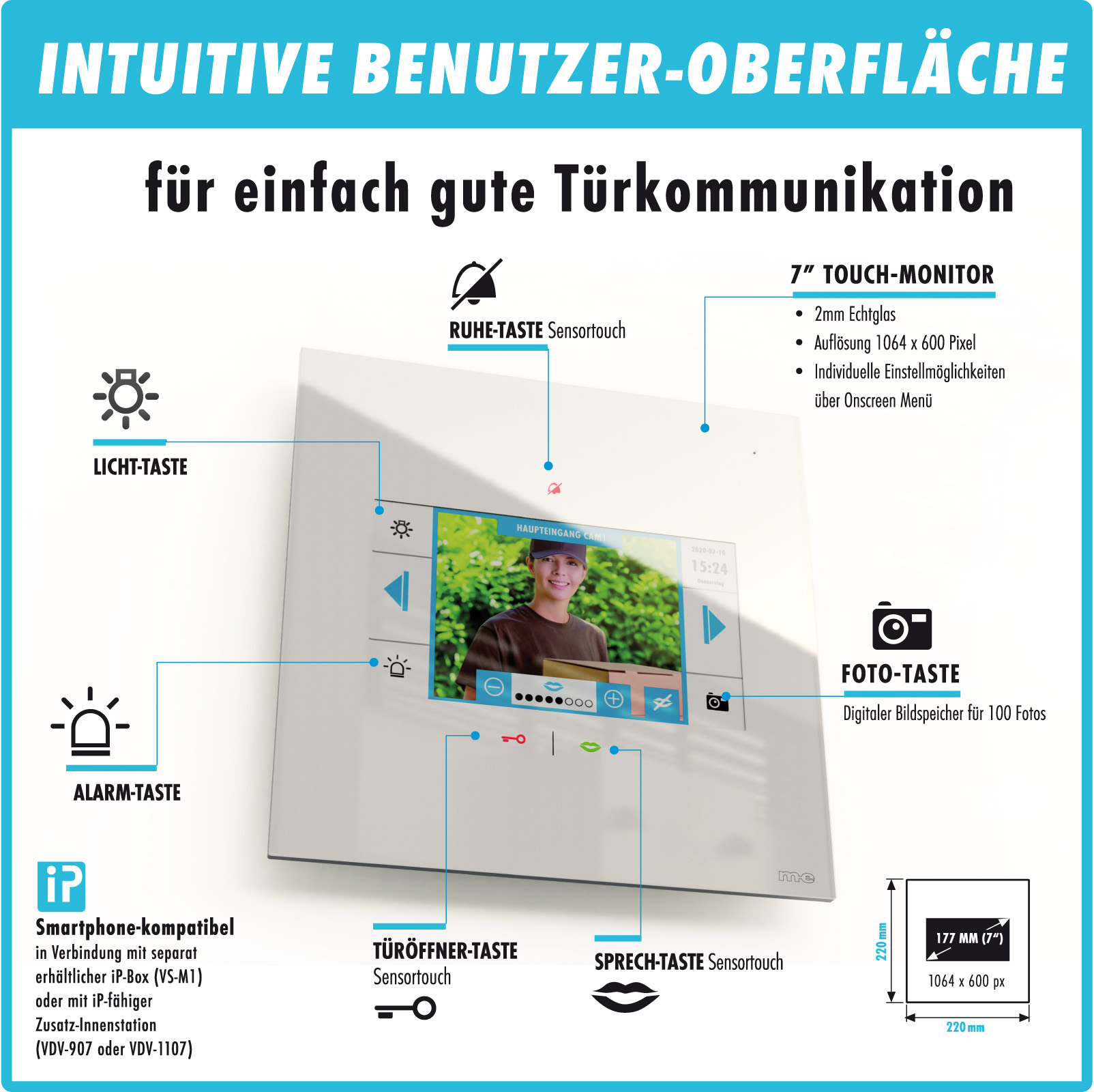 1-Fam.Haus Set UP mit flacher Innenstation 7 Zoll, Bildspeicher, Touch & mp3 1-Fam.Haus Set UP mit flacher Innenstation 7 Zoll, Bildspeicher, Touch & mp3