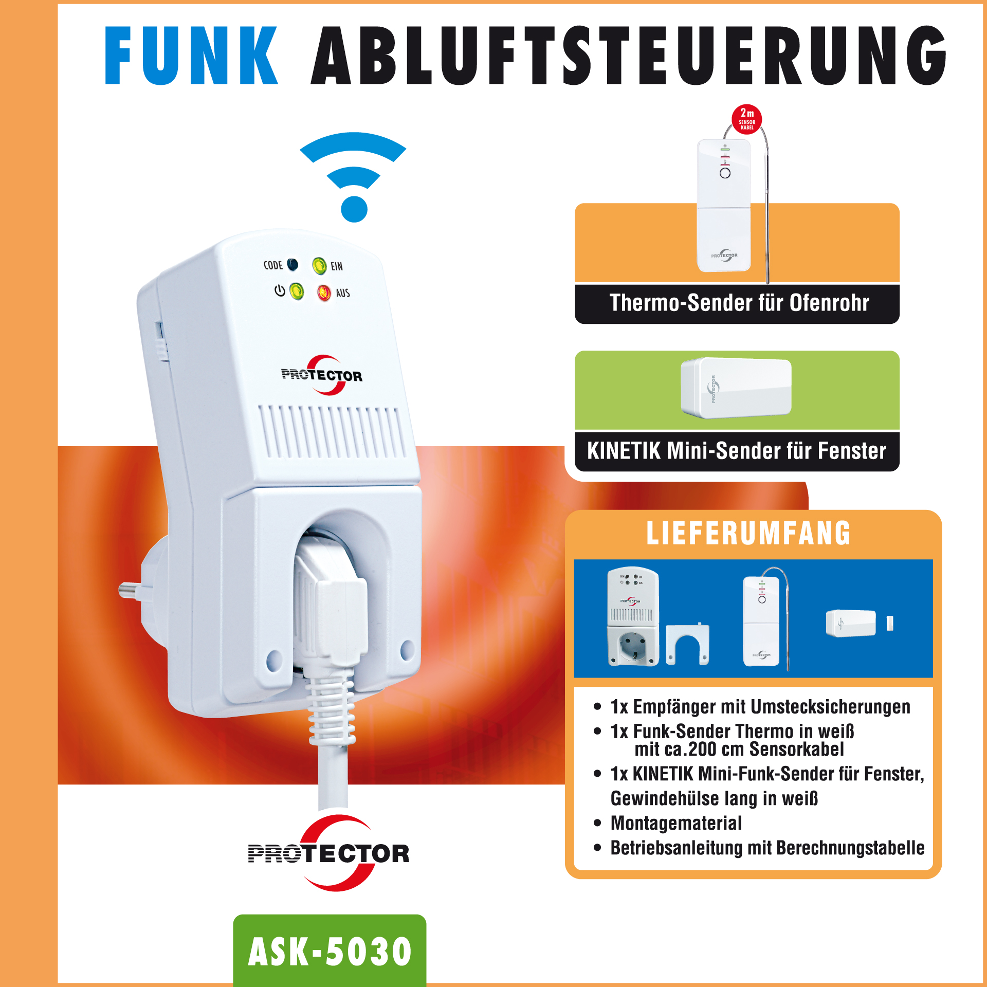 Funk-Abluftsteuerung THERMO mit Kinetik-Fenstersender