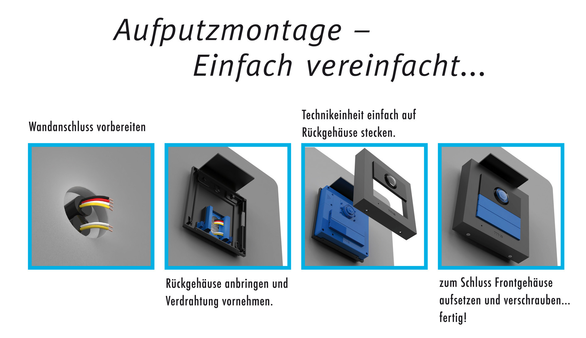 VDV-2020-Montagebilder-kor1 iP WLAN / LAN Video Türsprechstation RFID ALU 1-Fam.-Haus (AP) Farbe silber, anthrazit oder weiß