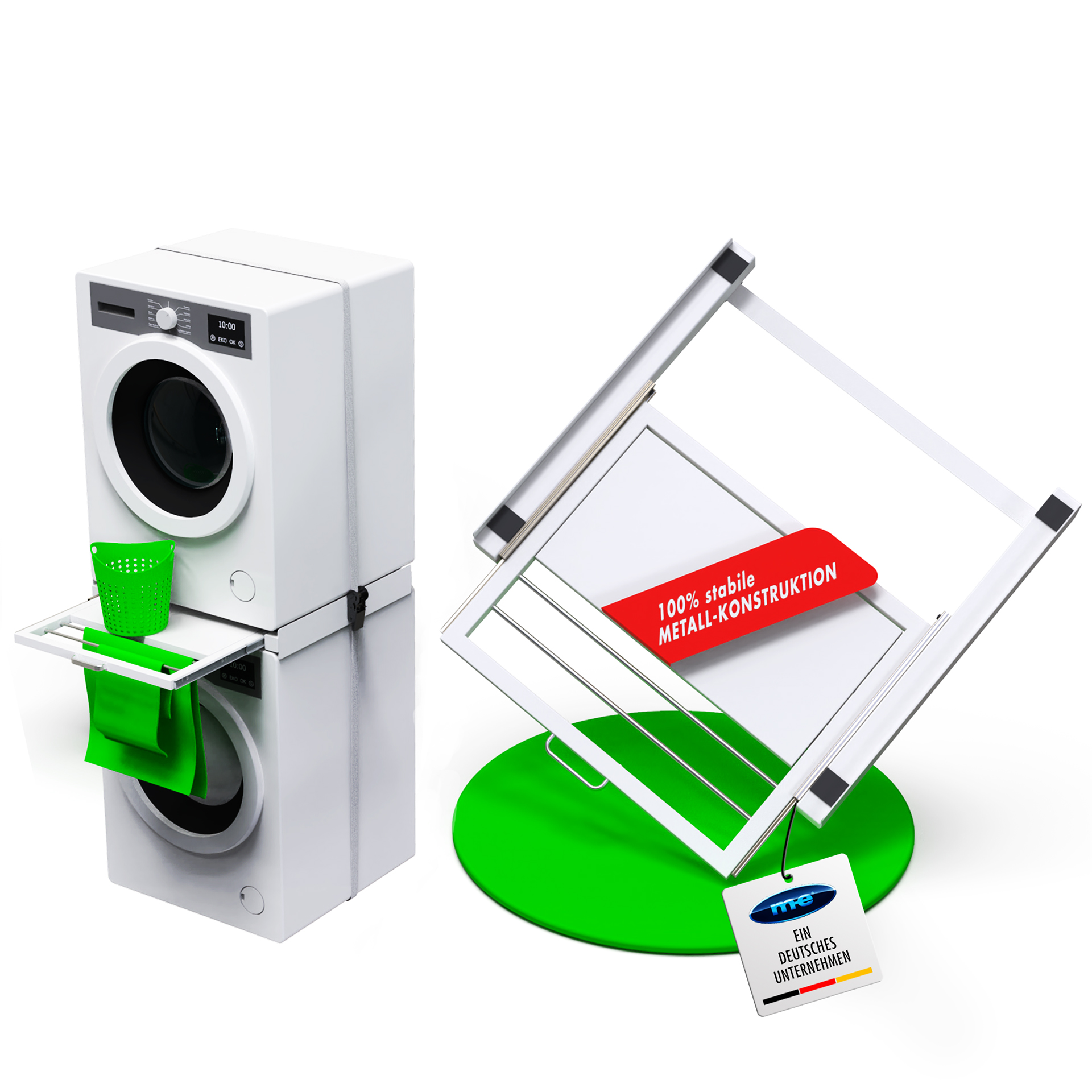 Zwischenbaurahmen/ Waschmaschinenzubehör/ Trocknerzubehör/ Verbindungsrahmen mit Ablage und Wäscheleine / Waschmaschine und Trockner/ Universell Zwischenbaurahmen/ Waschmaschinenzubehör/ Trocknerzubehör/ Verbindungsrahmen mit Ablage und Wäscheleine / Waschmaschine und Trockner/ Universell