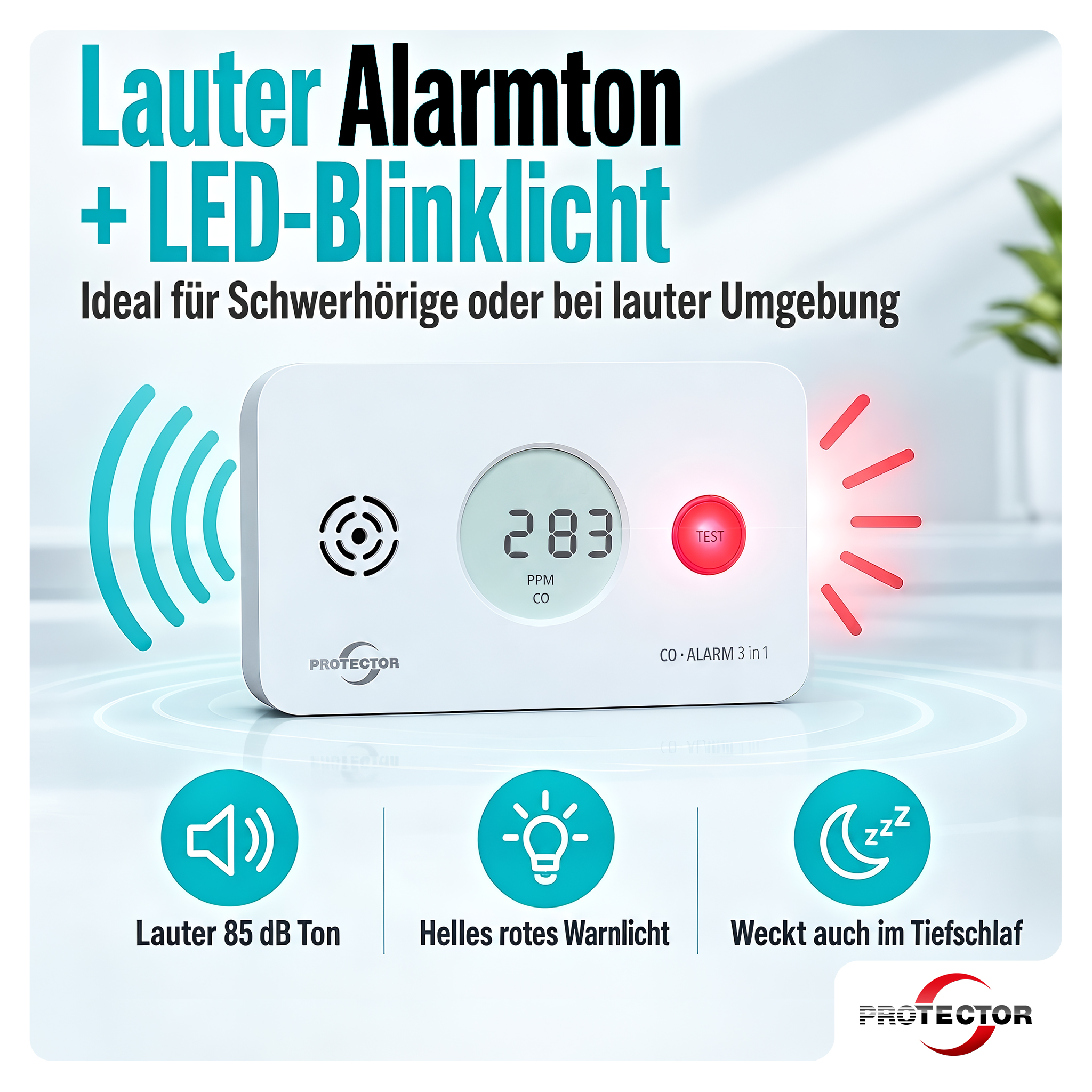CO-Gasmelder 3-in-1-Melder, Kohlenmonoxid-Melder mit Thermometer + Hygrometer