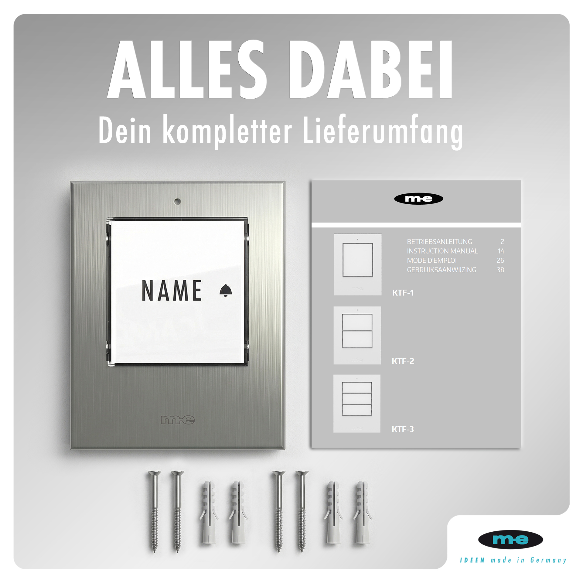 Klingeltaster, beleuchtet 1, 2, 3-Familienh. Kunststoff oder Edelstahl (AP)