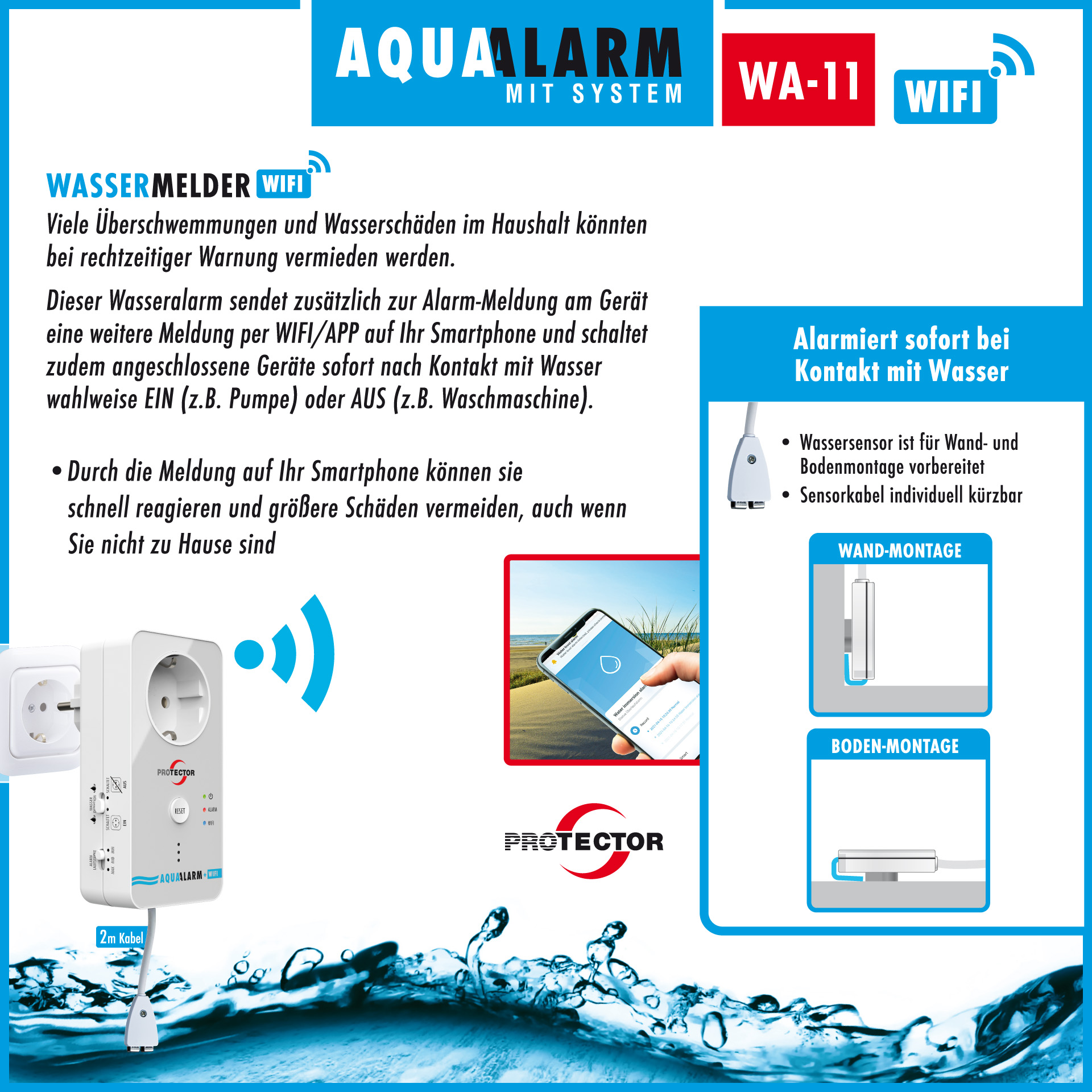 WLAN WASSERMELDER, 3-fache Sicherheit WLAN WASSERMELDER, 3-fache Sicherheit