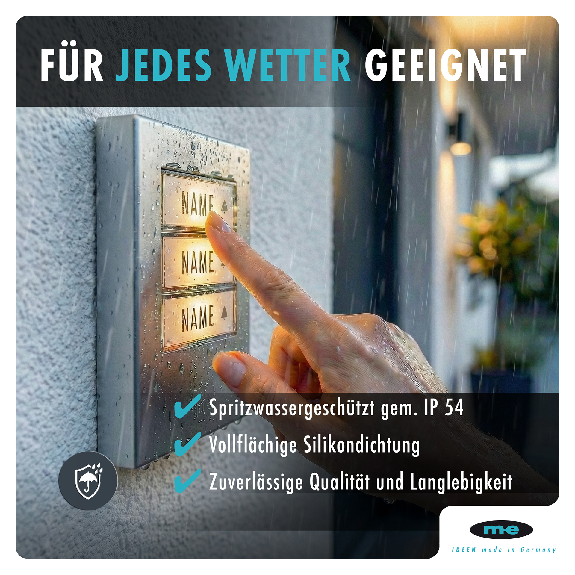 Klingeltaster, beleuchtet 1, 2, 3-Familienh. Kunststoff oder Edelstahl (AP)