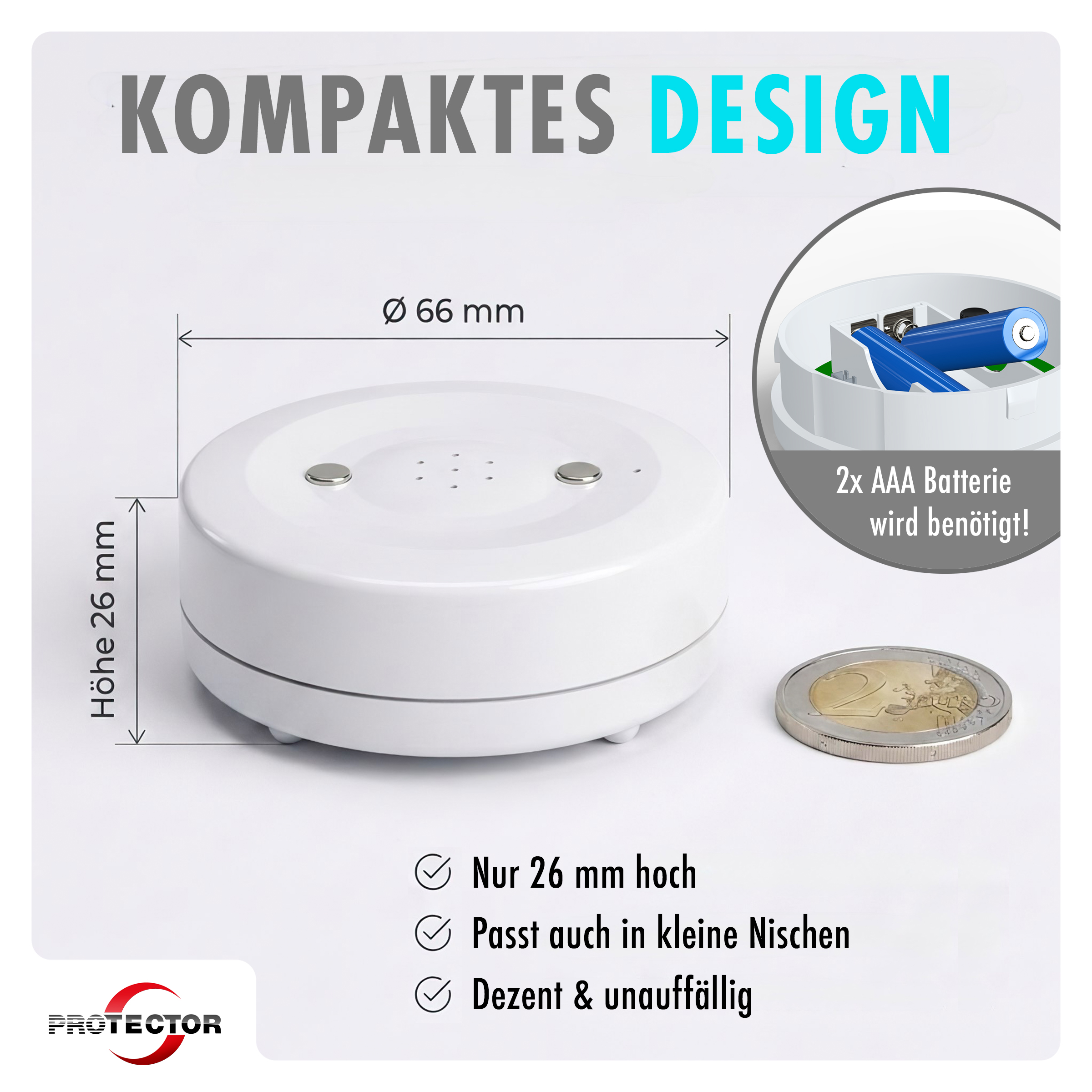 3er-Set WLAN WASSERALARM, rund, 2-fache Sicherheit
