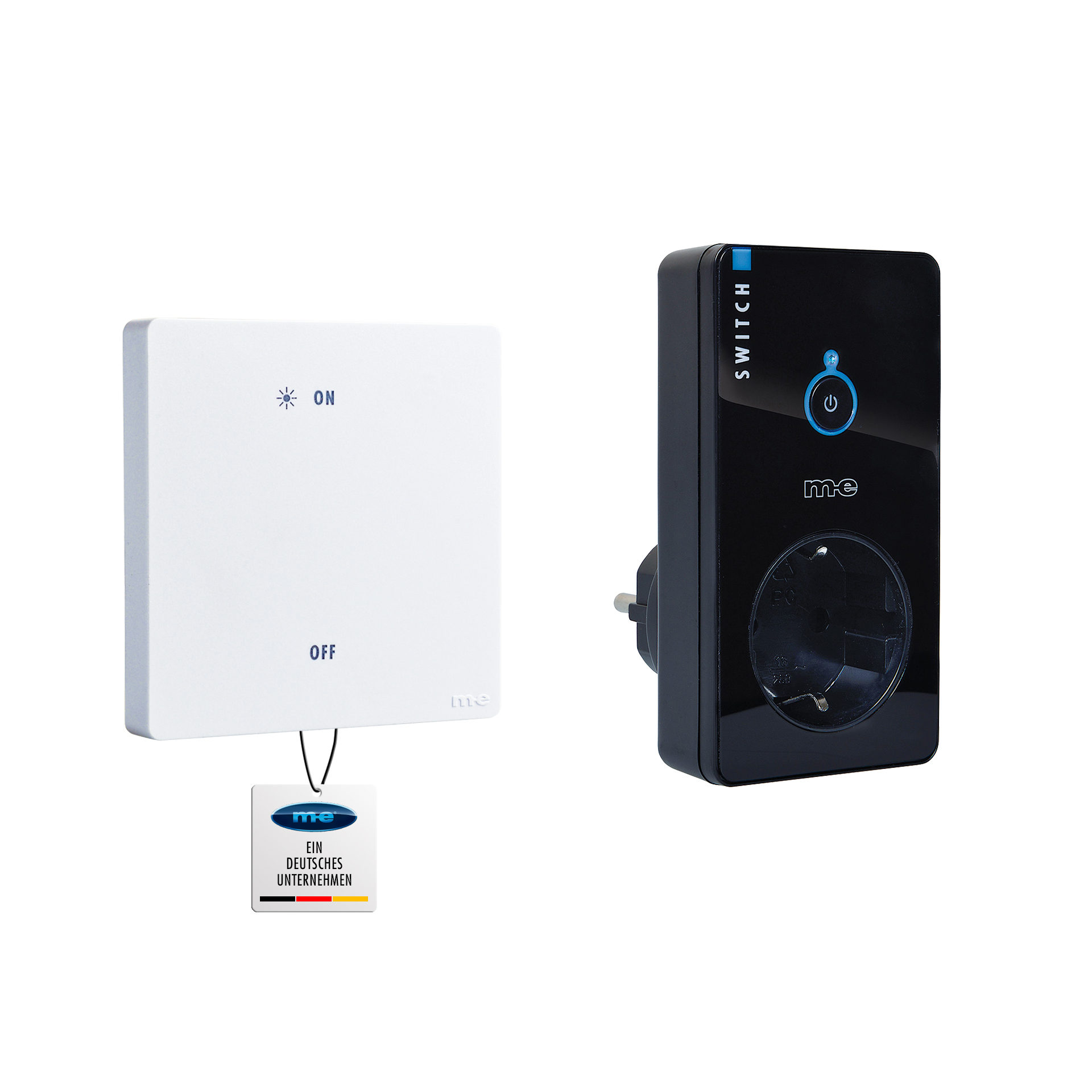 CUVEO Startersets mit Funk-Steckdose & Wandtaster 1- oder 2-Kanal, wahlweise in Farbe weiß oder schwarz