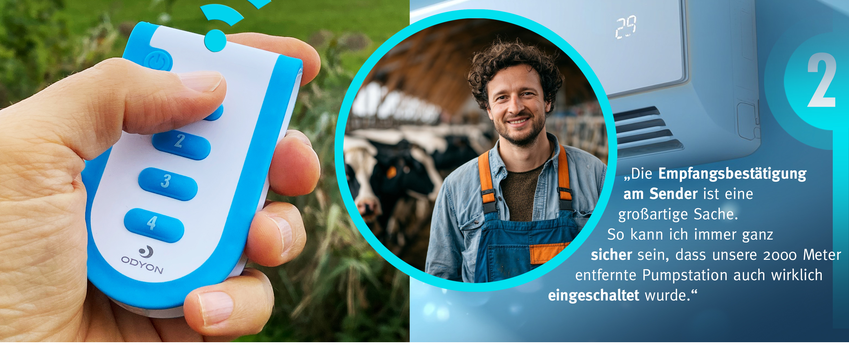 ODYON PRO Funk-Handsender/Fernbedienung mit Empfangskontrolle, 1-/2-/4-Kanal, bis 1.000m Reichweite