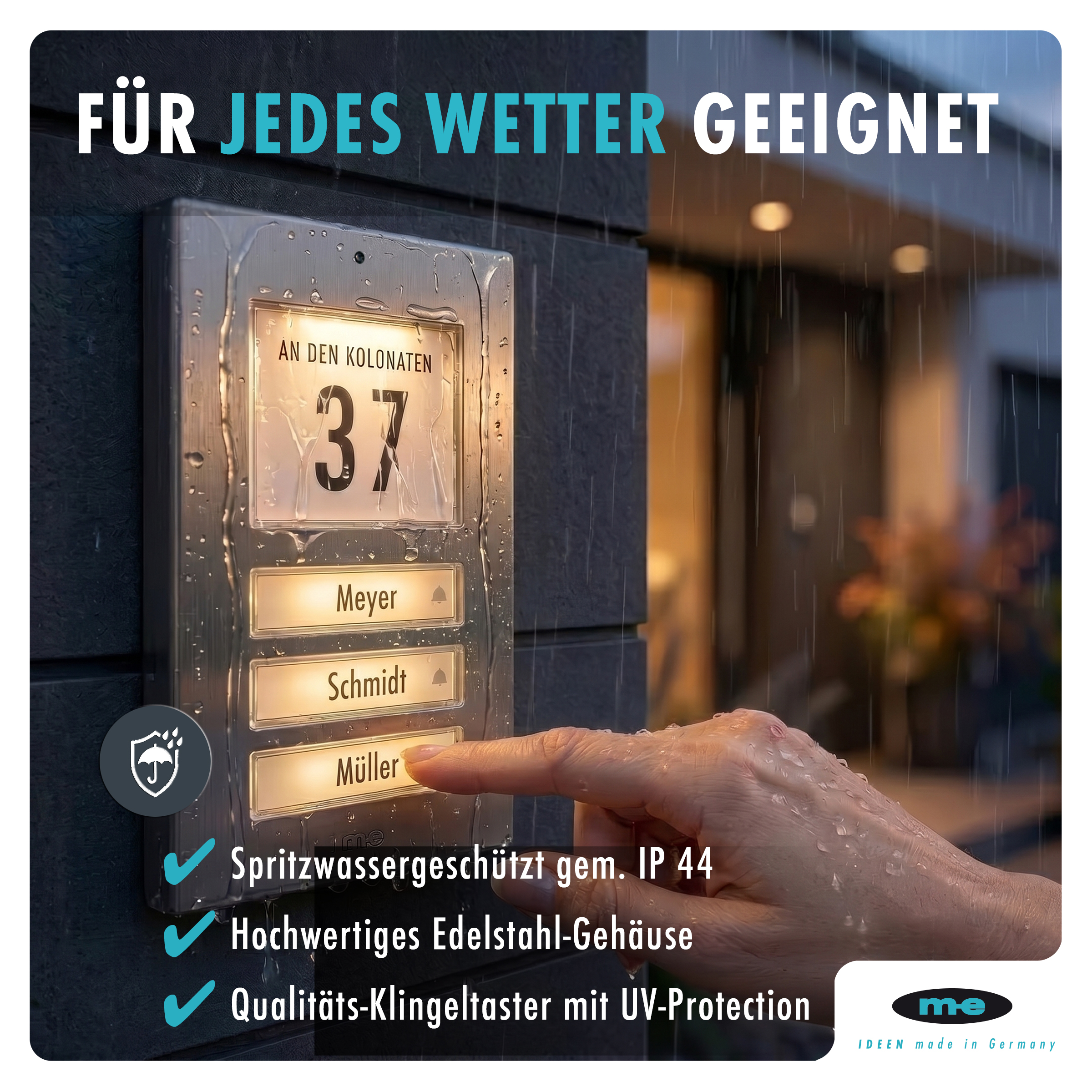 Klingeltaster für 1, 2, 3-Familienhaus Edelstahl (AP)