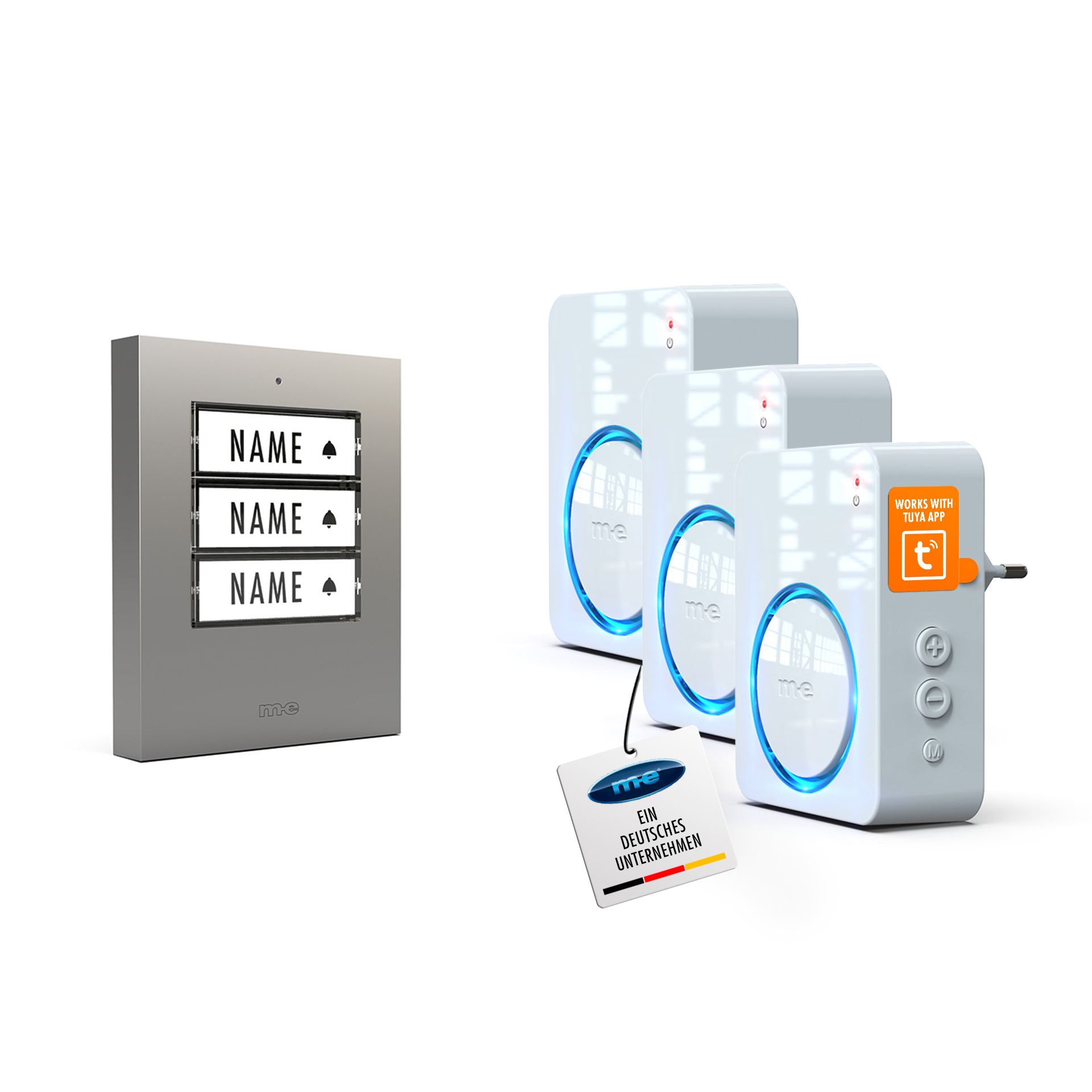 Funk-Türklingel-Set BELL-5014 S – Kabellose Türklingel für 1 Familienhäuser, netzbetriebene Funkklingel mit Empfänger & Sender