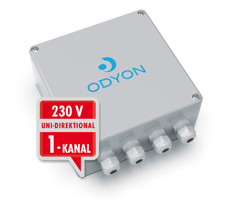 ODYON-Wand-RX-hell_1200px-Button_1CH-230V-uni Wandempfänger 230V, 1-Kanal