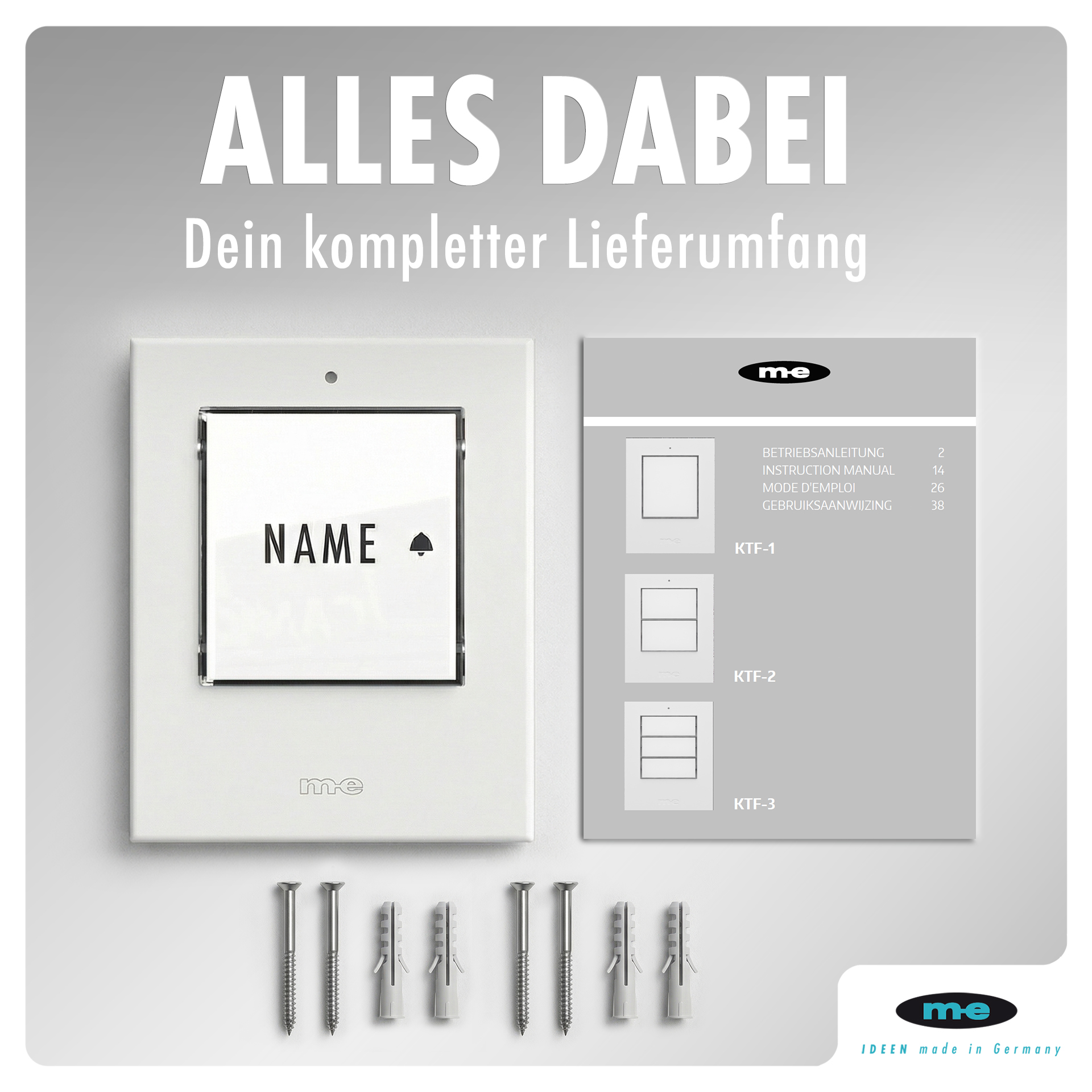 Klingeltaster, beleuchtet 1, 2, 3-Familienh. Kunststoff oder Edelstahl (AP)