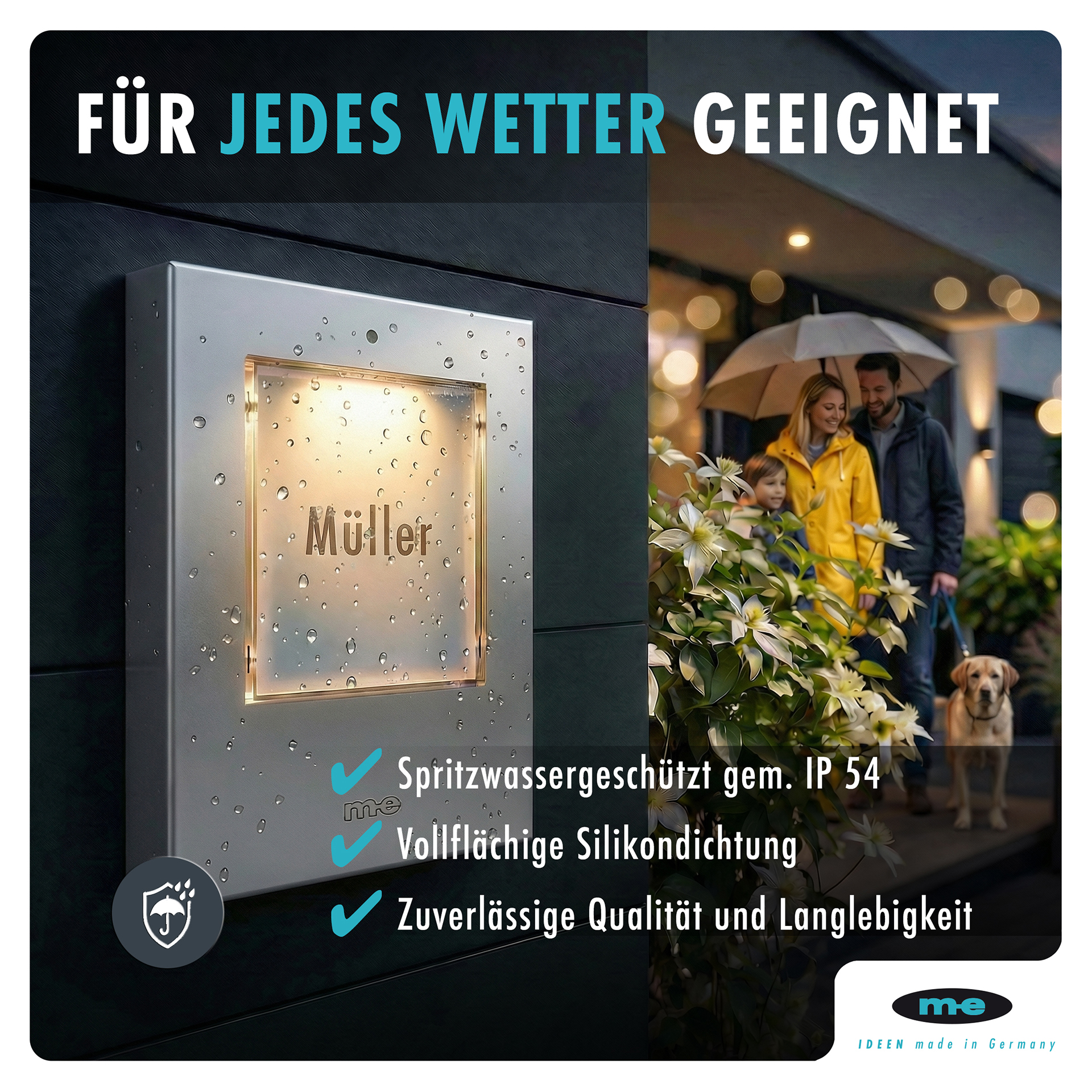 Klingeltaster, beleuchtet 1, 2, 3-Familienh. Kunststoff oder Edelstahl (AP)