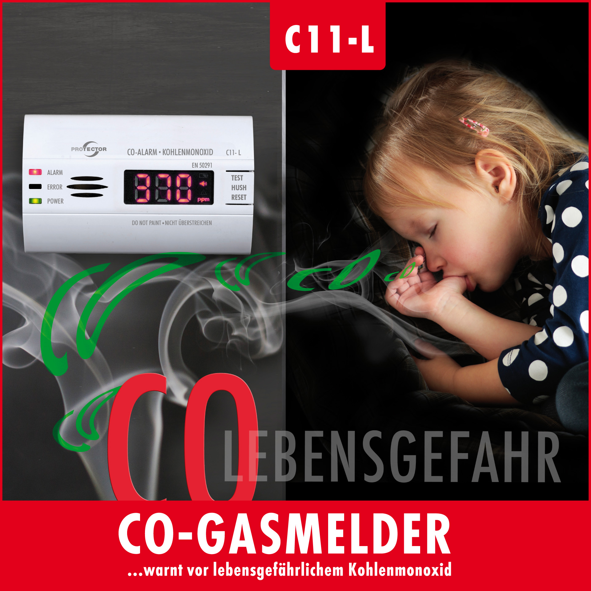 CO-Gasmelder mit LED Anzeige CO-Gasmelder mit LED Anzeige