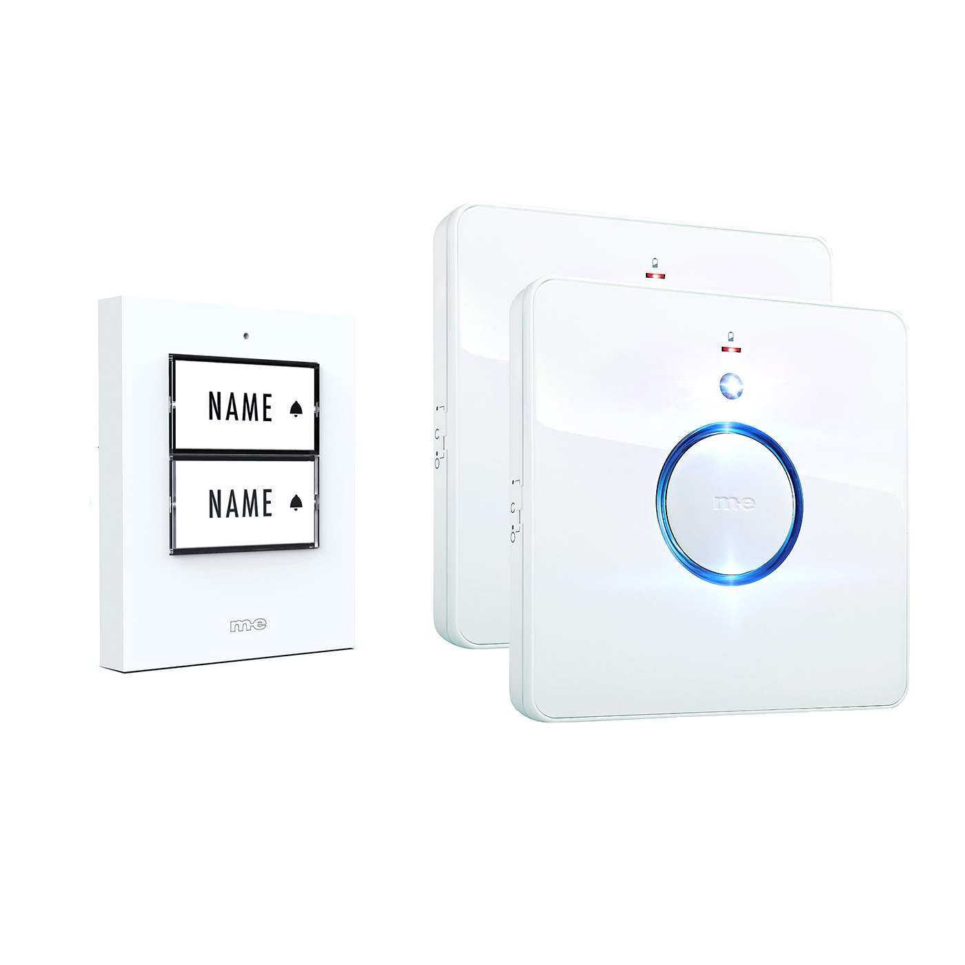 Funk-Türklingel-Set BELL-532-W – Kabellose Türklingel für 2 Familienhäuser, batteriebetriebene Funkklingel mit Empfänger & Sender in Kunststoff weiß. Funk-Türklingel-Set BELL-532-W – Kabellose Türklingel für 2 Familienhäuser, batteriebetriebene Funkklingel mit Empfänger & Sender in Kunststoff weiß.