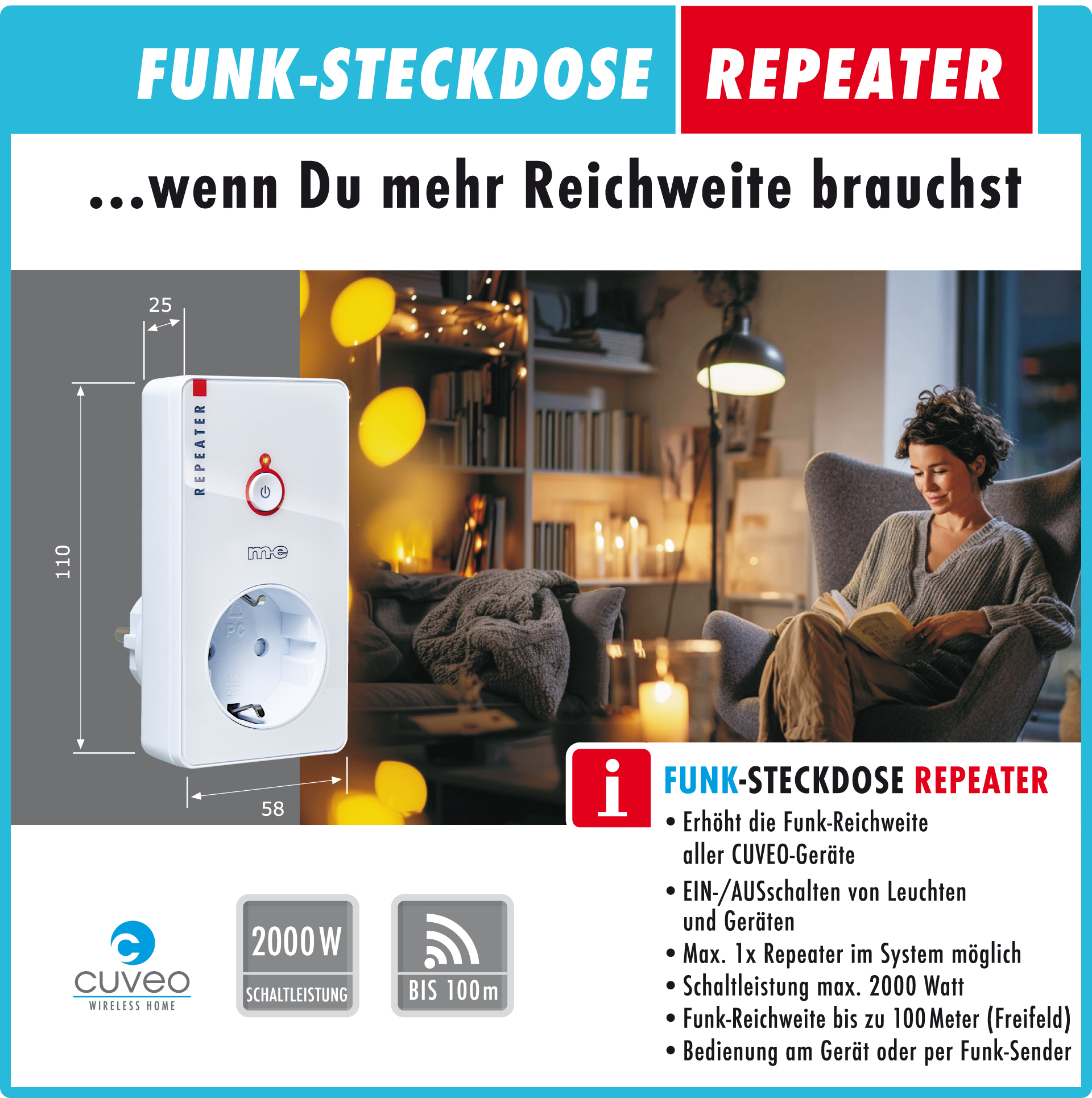 CUVEO Funk-Steckdose Repeater