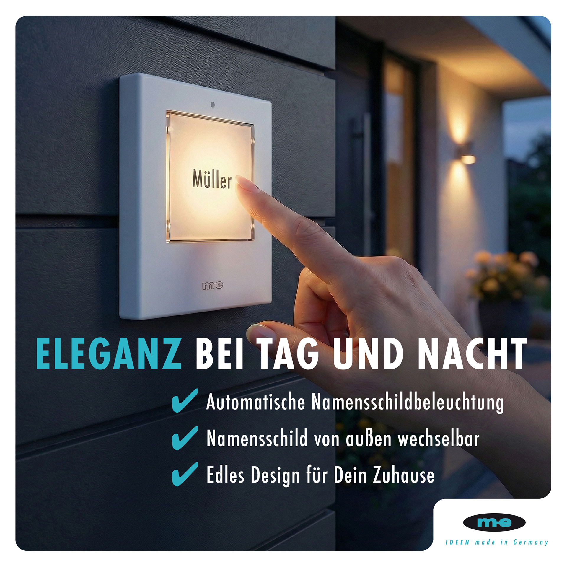 Klingeltaster, beleuchtet 1, 2, 3-Familienh. Kunststoff oder Edelstahl (AP)