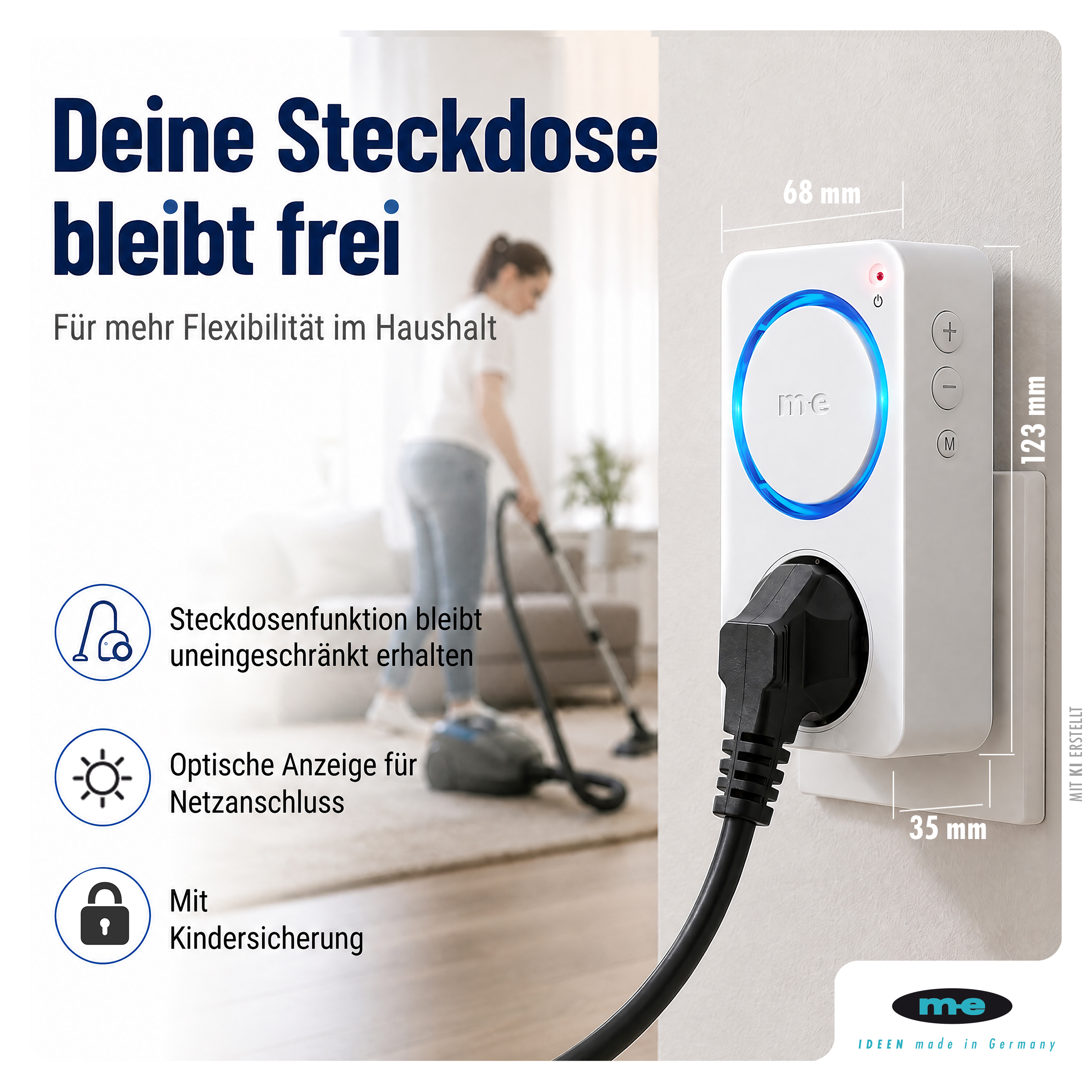 Funk-Empfänger mit Durchstecker und Leuchtring