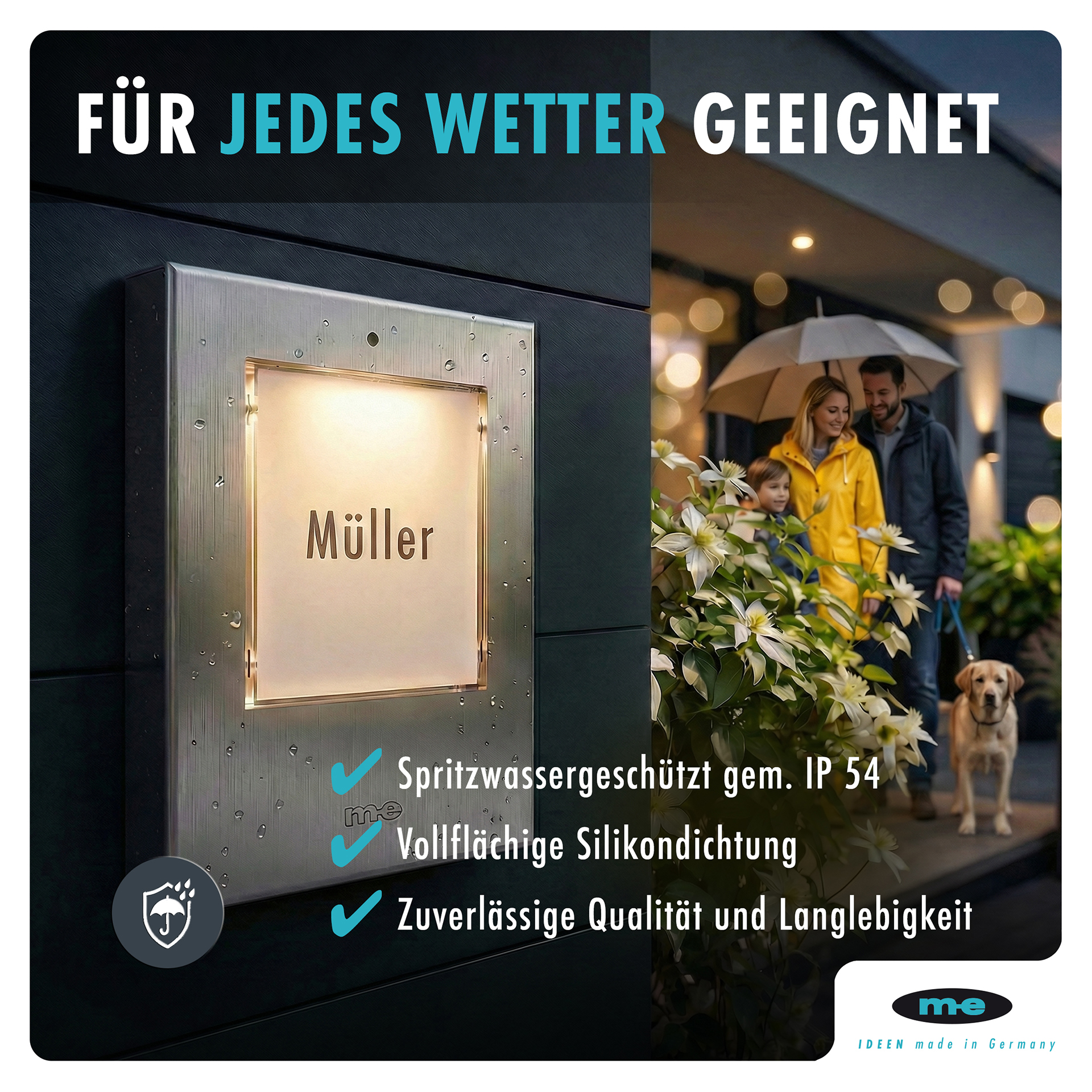 Klingeltaster, beleuchtet 1, 2, 3-Familienh. Kunststoff oder Edelstahl (AP)
