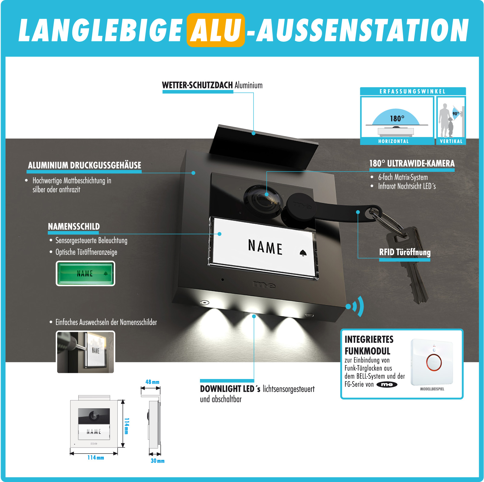 Video-Türsprechanlage VDV-201011-AW mit RFID - Aluminium Außenstation in anthrazit für 1-Familienhaus - 7 Zoll iP-Innenstation in weiß mit App - Türklingel mit Kamera - Türsprechanlage Video für Einfamilienhaus 4-Draht Video-Türsprechanlage VDV-201011-AW mit RFID - Aluminium Außenstation in anthrazit für 1-Familienhaus - 7 Zoll iP-Innenstation in weiß mit App - Türklingel mit Kamera - Türsprechanlage Video für Einfamilienhaus 4-Draht