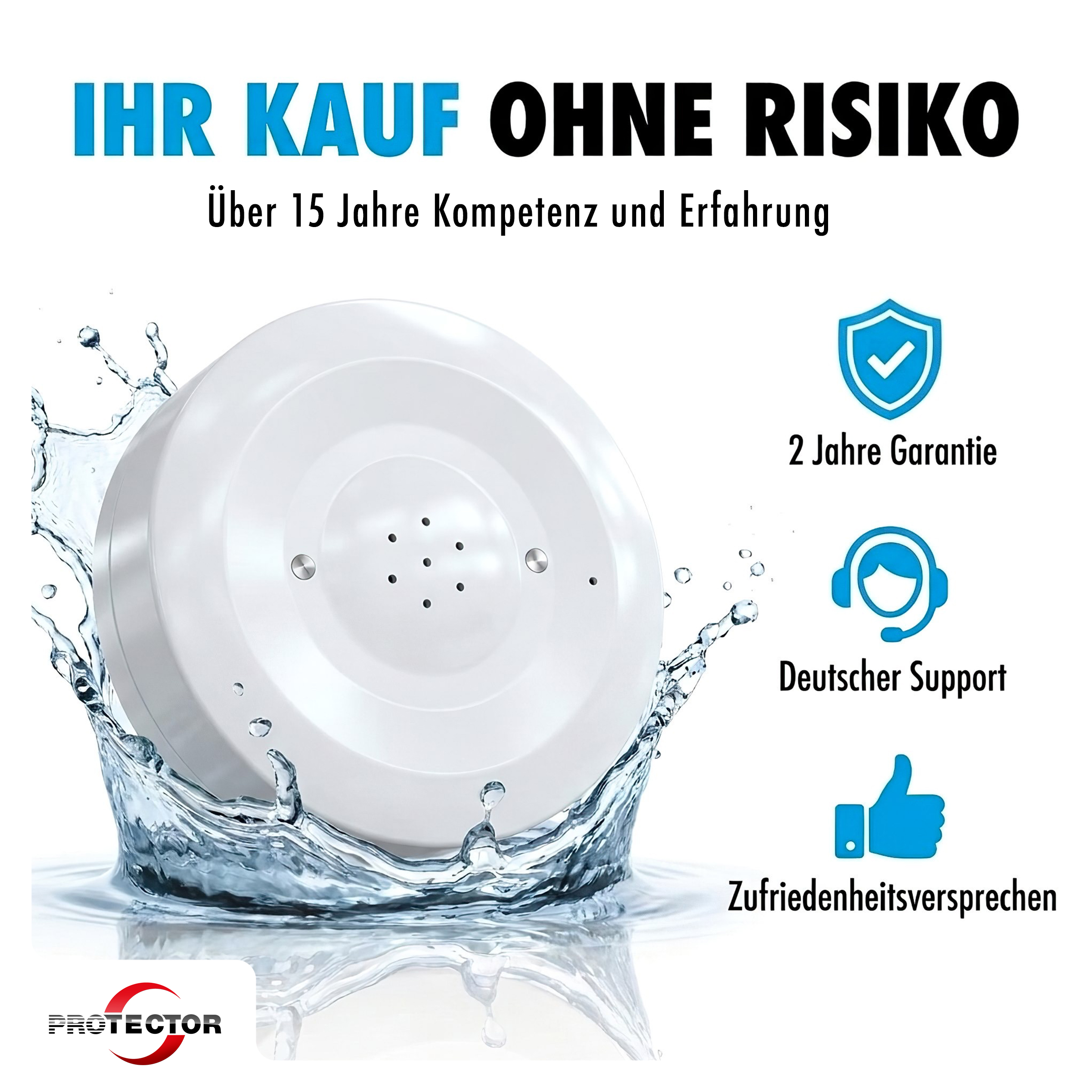 3er-Set WLAN WASSERALARM, rund, 2-fache Sicherheit