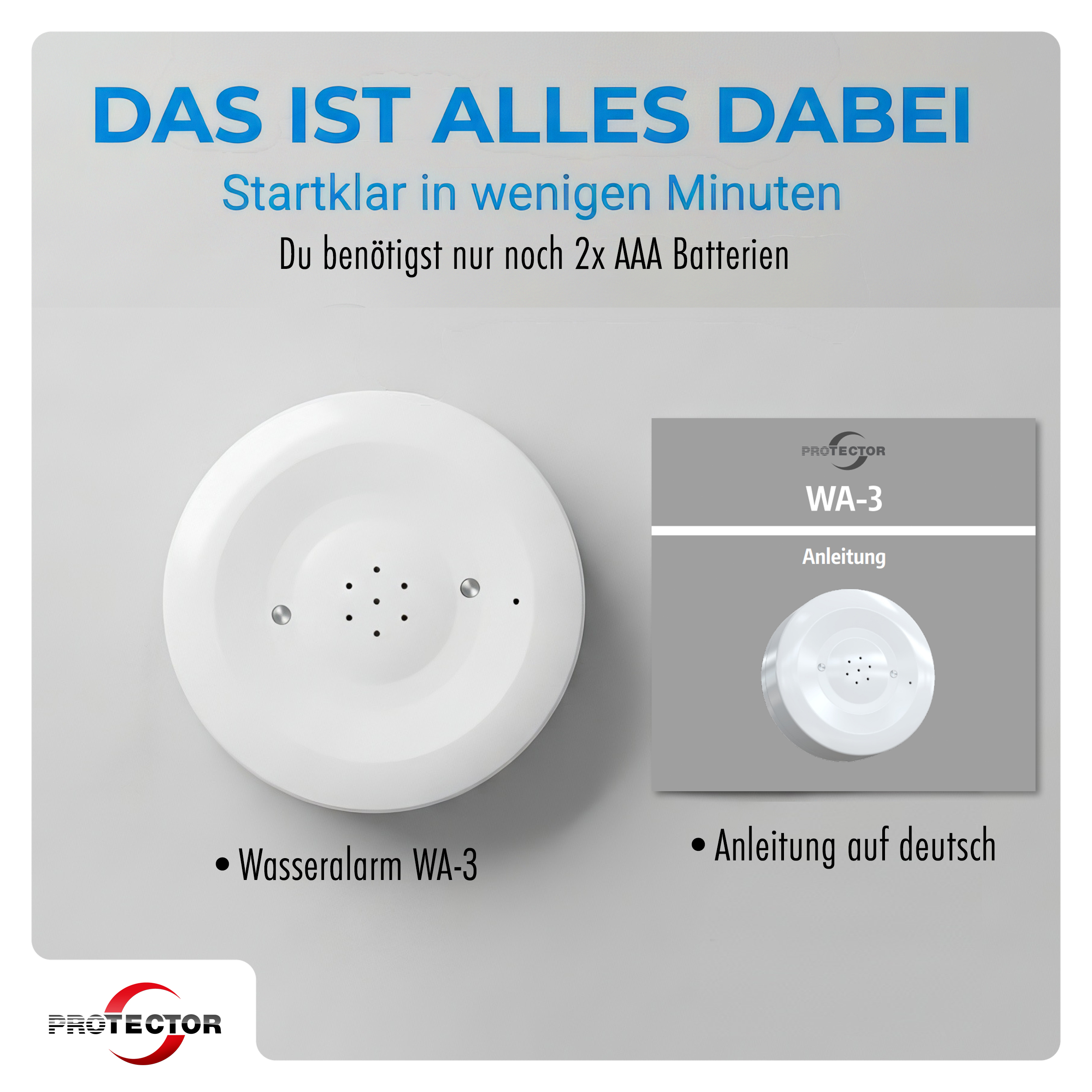 3er-Set WLAN WASSERALARM, rund, 2-fache Sicherheit