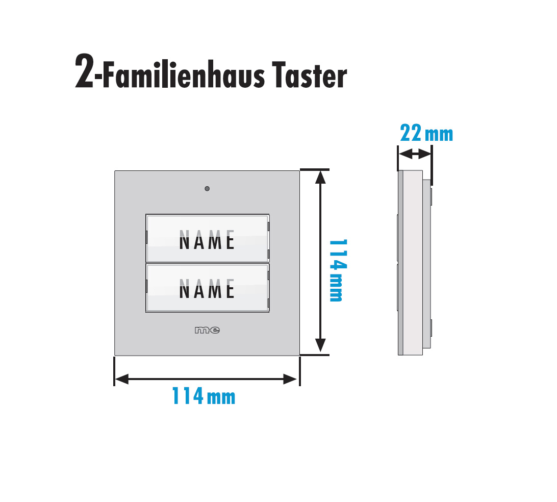 Klingeltaster, beleuchtet 1, 2-Familienh. Edelstahl (AP)