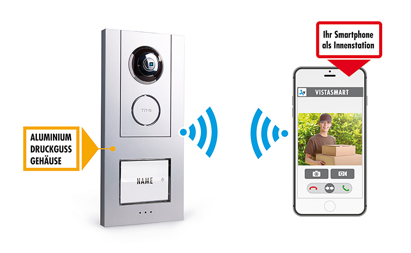 iP Video WLAN Türsprechstation ALUMINIUM für Smartphone, 1-Fam.-Haus