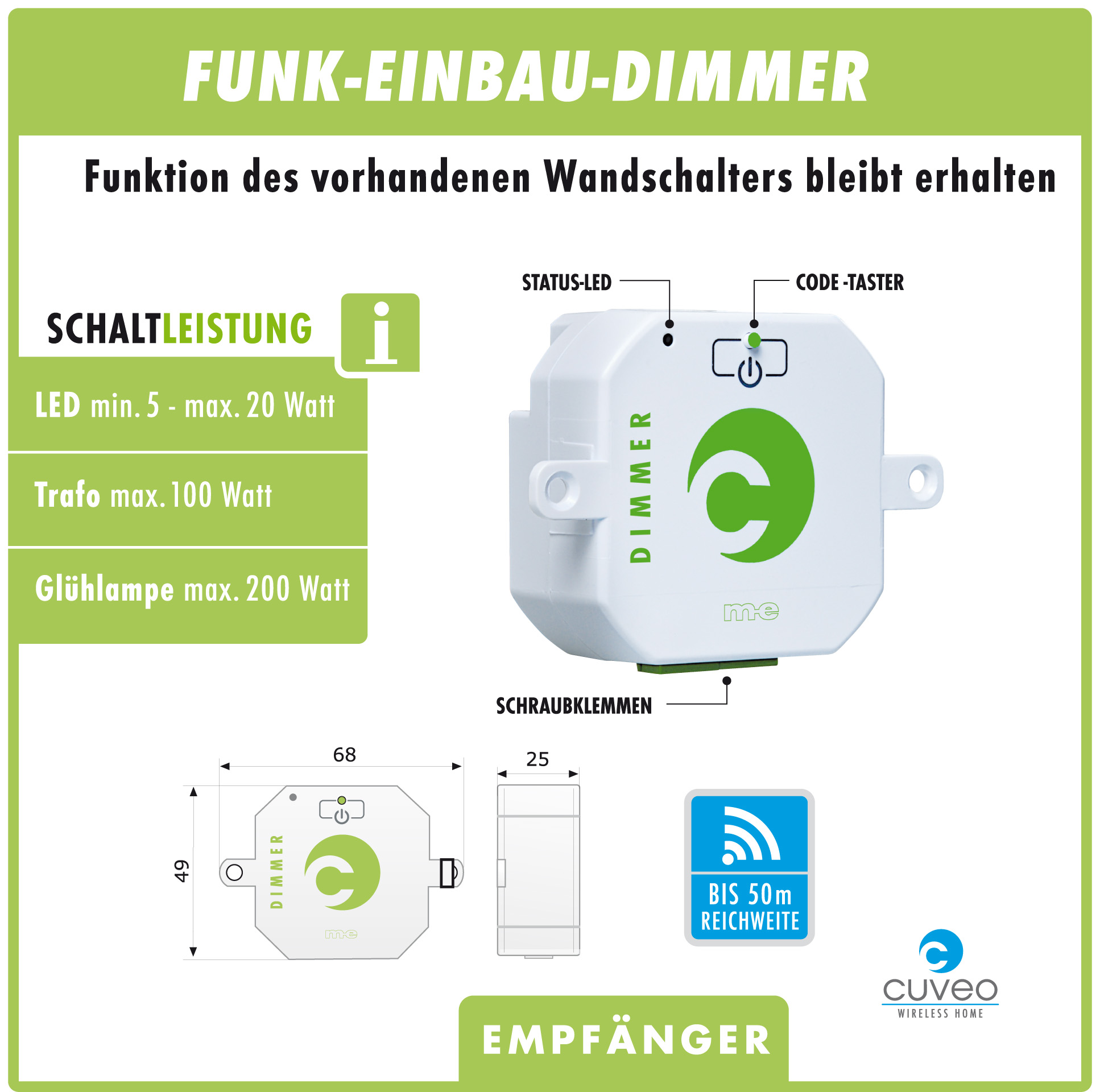 CUVEO Funk-Einbaudimmer CUVEO Funk-Einbaudimmer