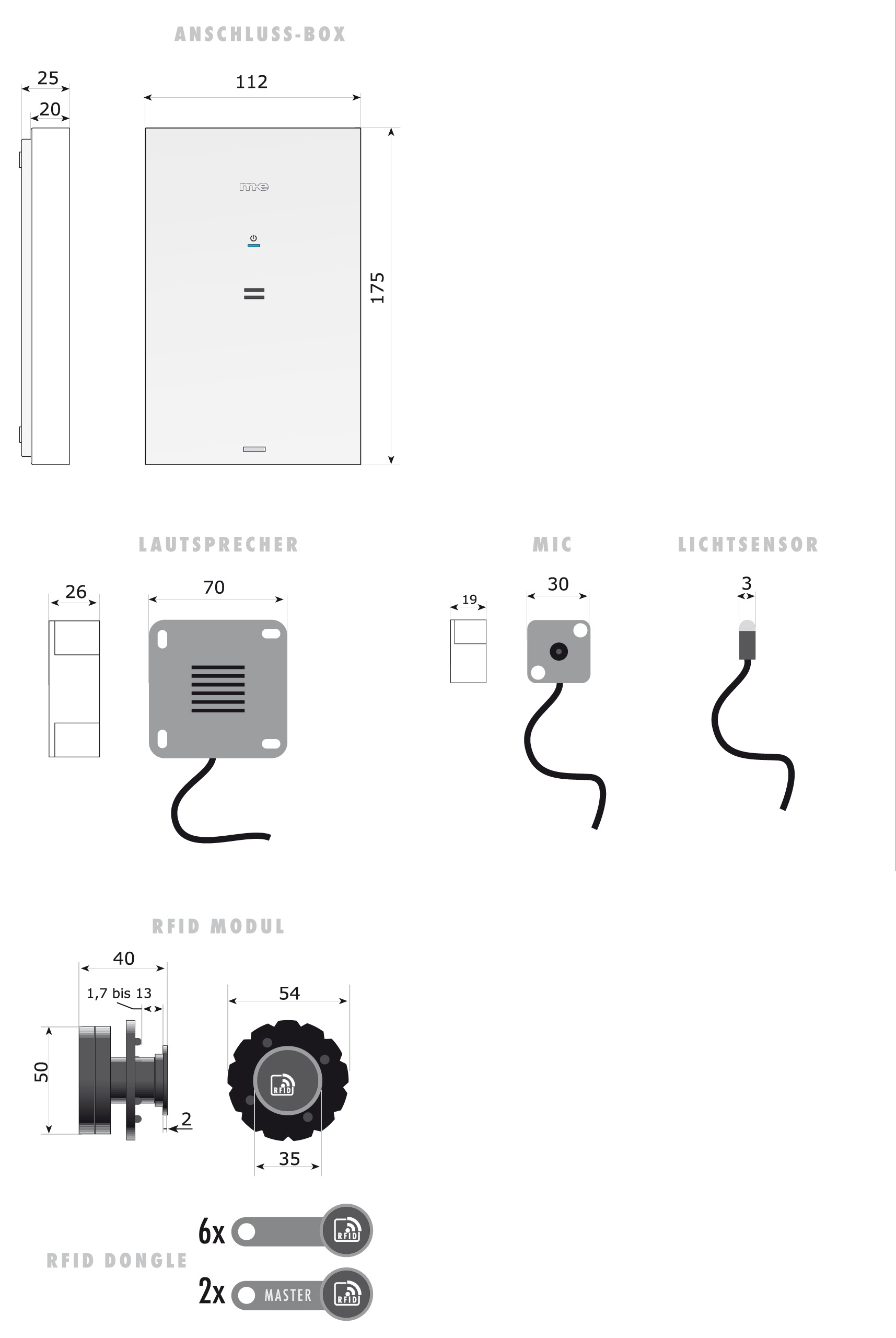 B40-Einzelelemente-Masse-RGB Audio Modul zum individuellen Einbau NEU: mit RFID-Modul