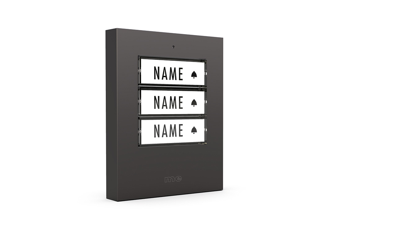 SET: Klingeltaster für 1-, 2- oder 3-Familienhaus in Farbe anthrazit mit  mechanischem Zweiklang-Gong SET: Klingeltaster für 1-, 2- oder 3-Familienhaus in Farbe anthrazit mit  mechanischem Zweiklang-Gong