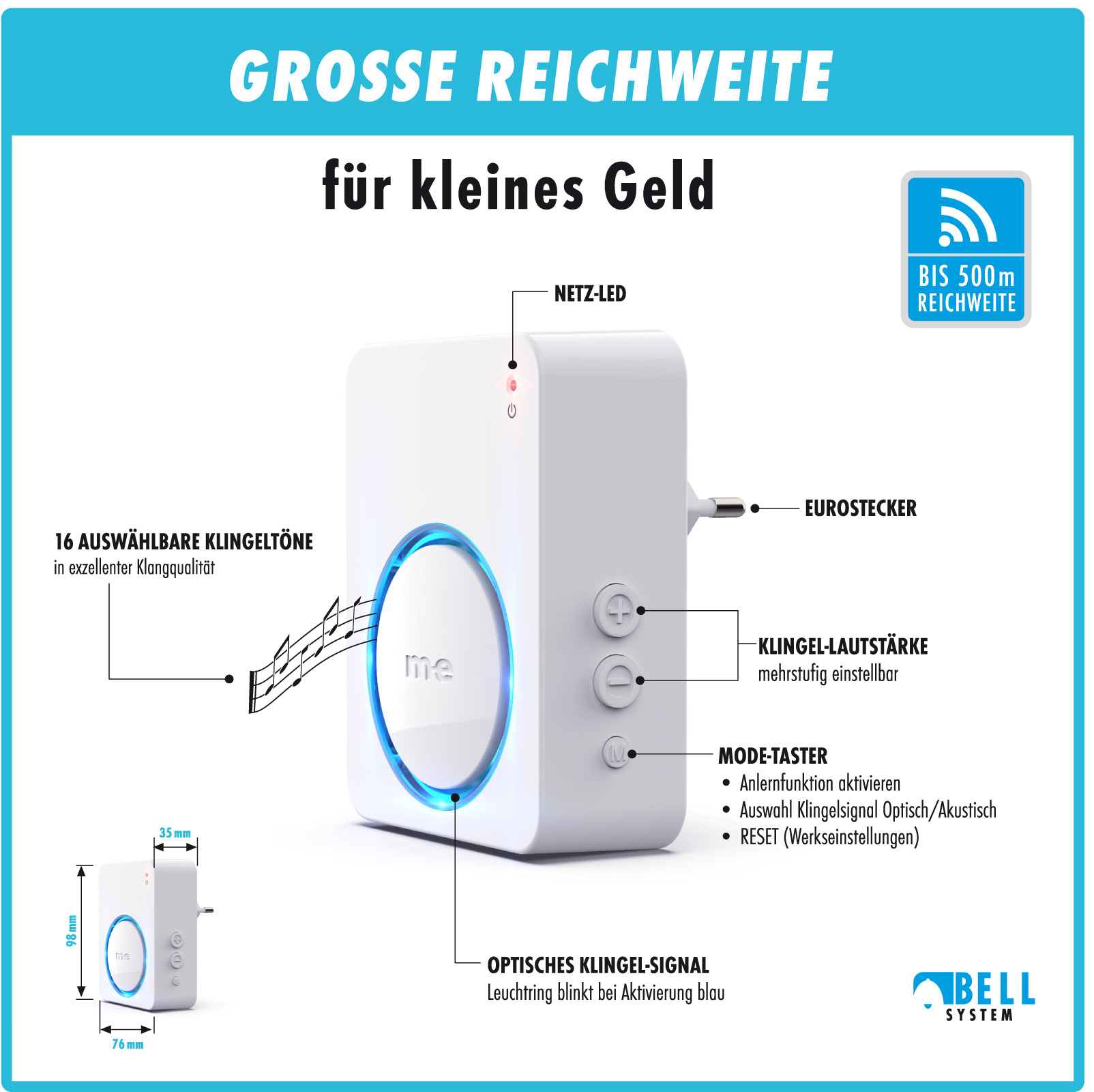 Funk-Türklingel-Set BELL-523-AC-EG – Kabellose Türklingel für 3 Familienhäuser, netzbetriebene Funkklingel mit Empfänger & Sender in Edelstahl gebürstet. Funk-Türklingel-Set BELL-523-AC-EG – Kabellose Türklingel für 3 Familienhäuser, netzbetriebene Funkklingel mit Empfänger & Sender in Edelstahl gebürstet.