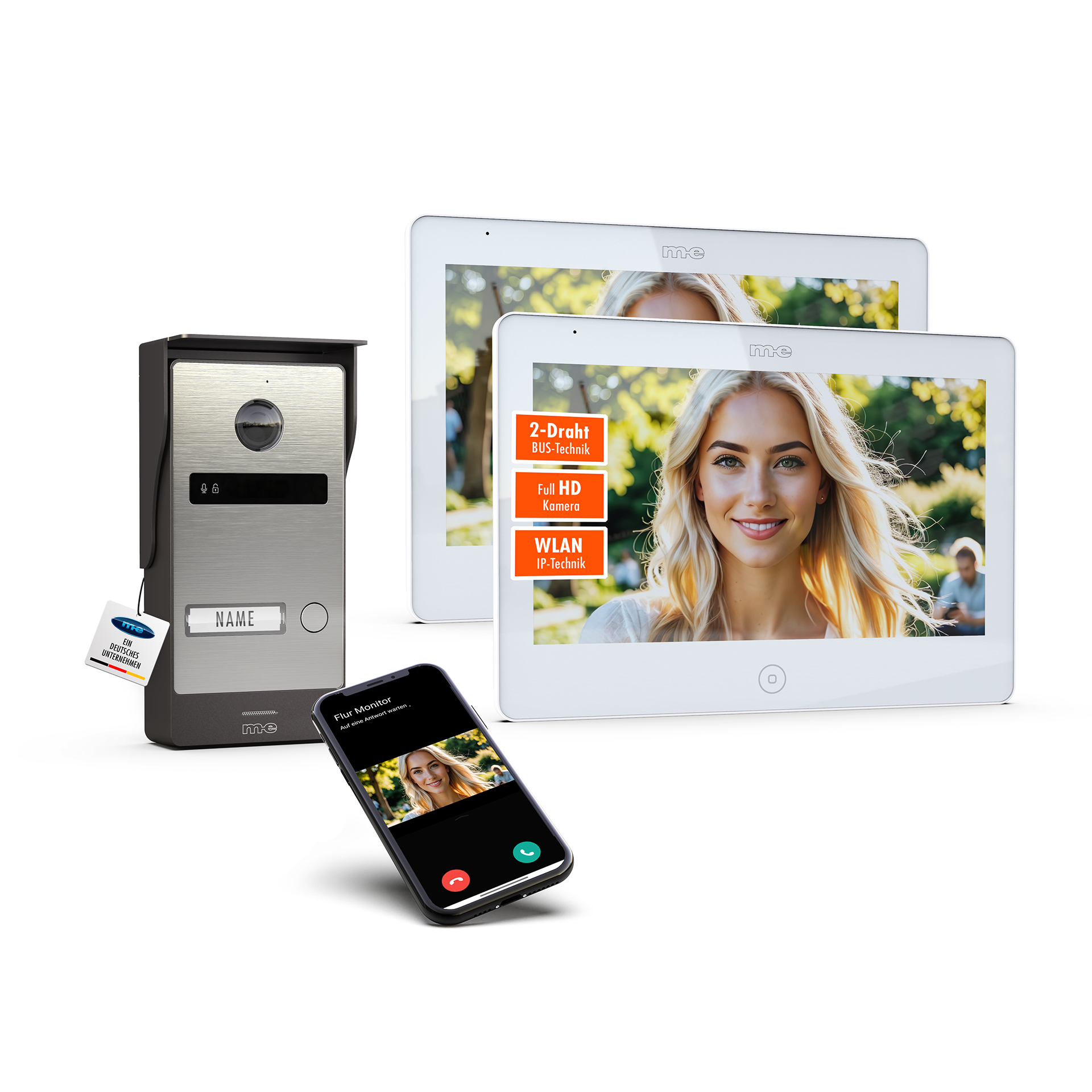 ALLVISO SET 10" Video-Türsprechanlage 1+1, 1-Fam.-Haus mit 2 Innenstationen, Aufputz-Außenstation wahlweise Edelstahl gebürstet o. Schwarz glanz & 2x 10" Innenstation